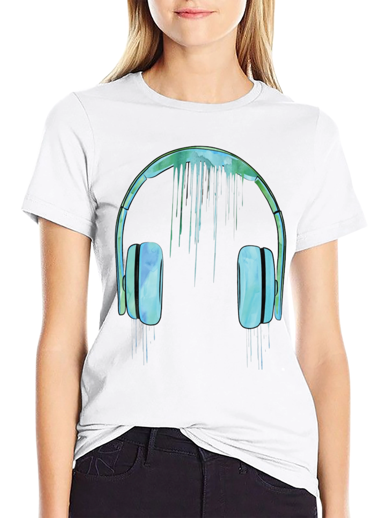 Watercolor Headphones Graphic T-Shirt