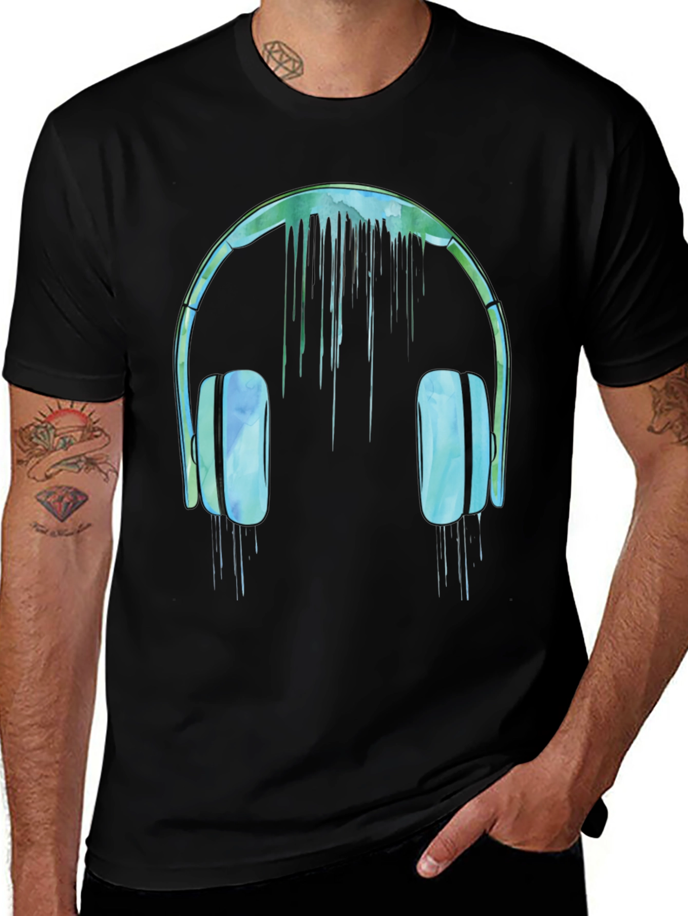Watercolor Headphones Graphic T-Shirt