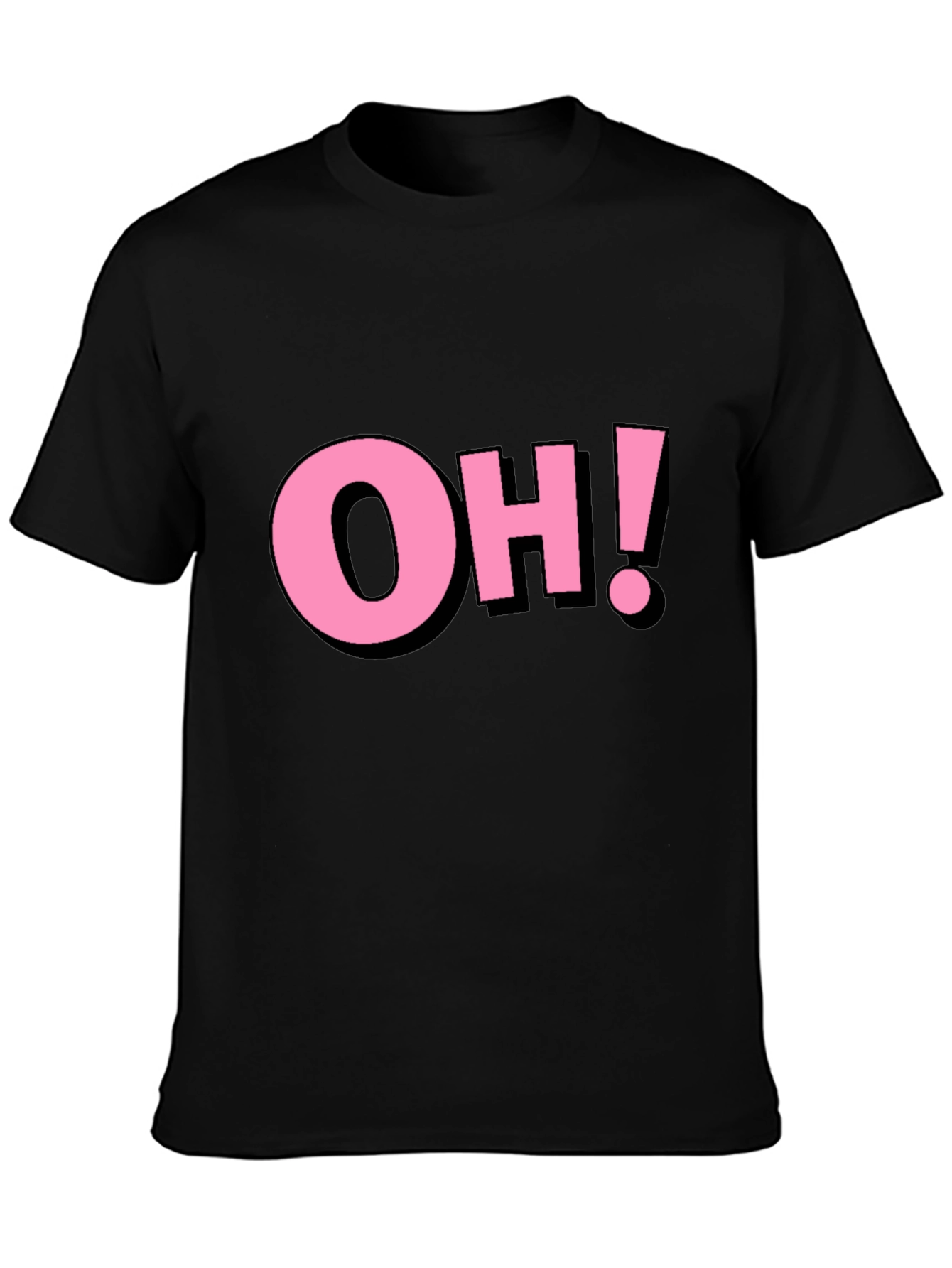 Pink OH! Graphic Black Cotton T-Shirt