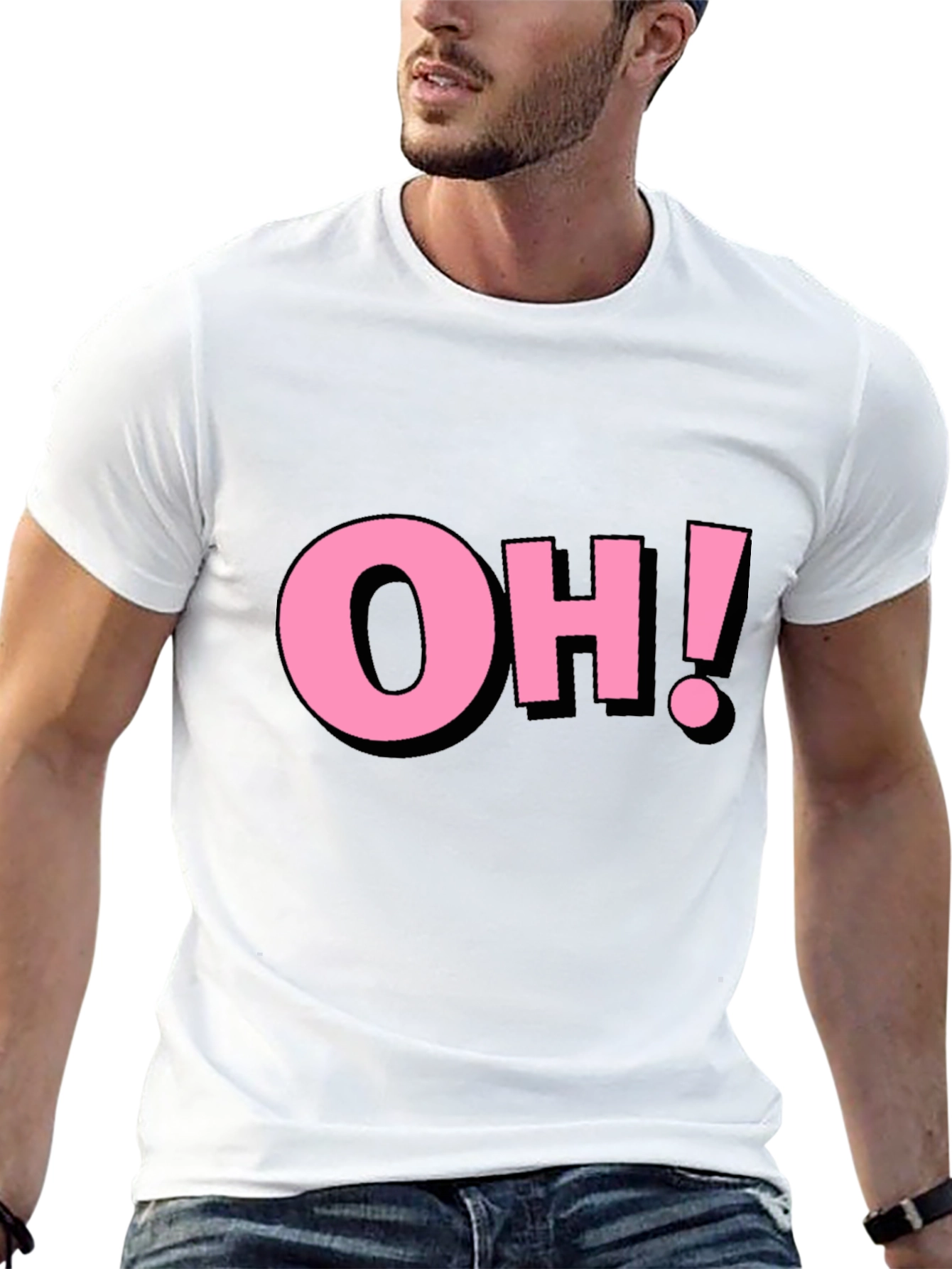 Pink OH! Graphic Black Cotton T-Shirt