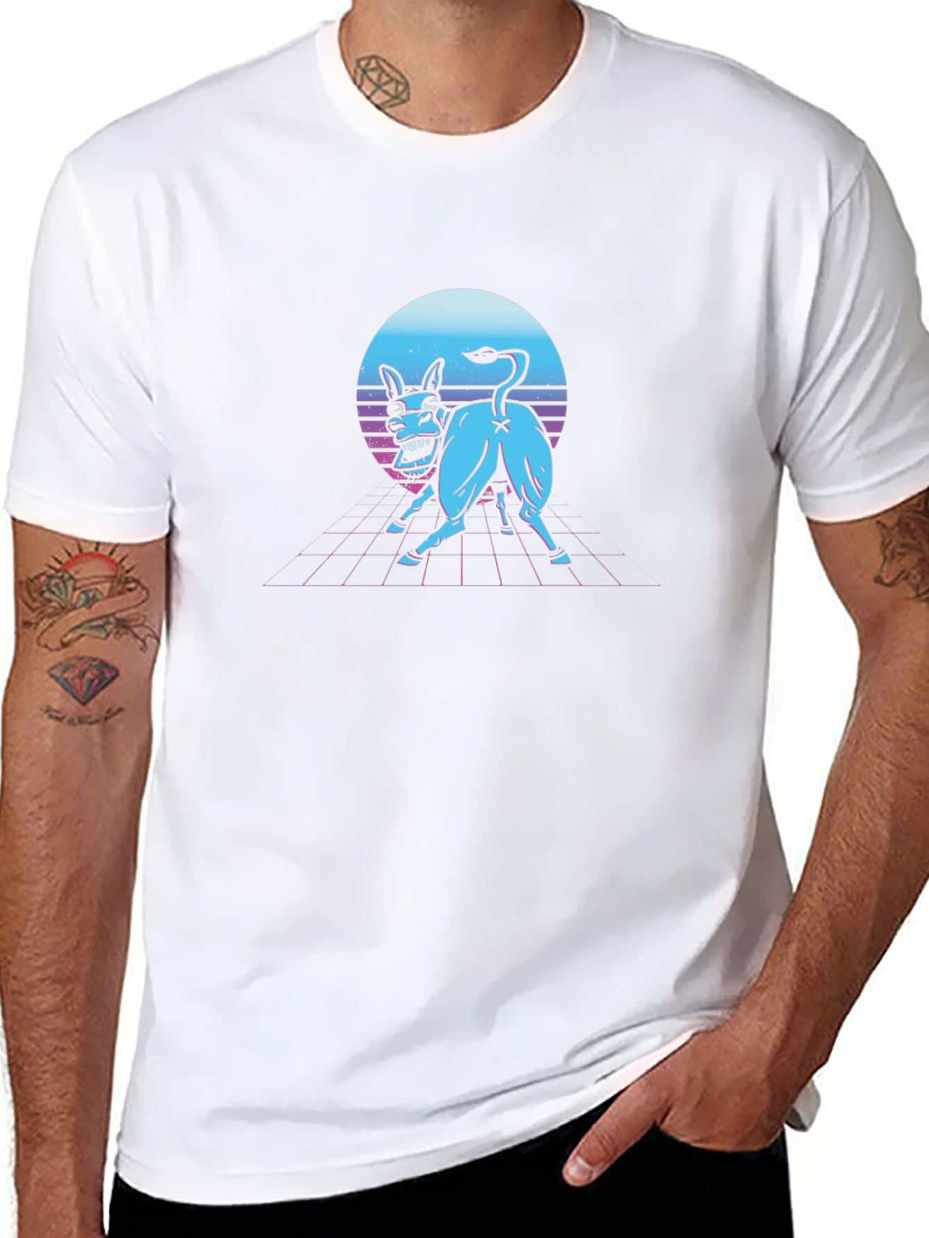Retro Synthwave Donkey Graphic Tee