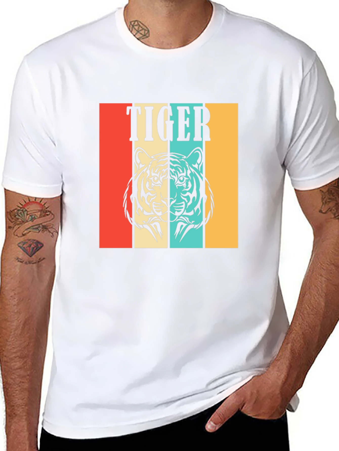 Retro Tiger Graphic Tee - Unisex Black T-Shirt