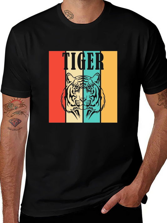 Retro Tiger Graphic Tee - Unisex Black T-Shirt