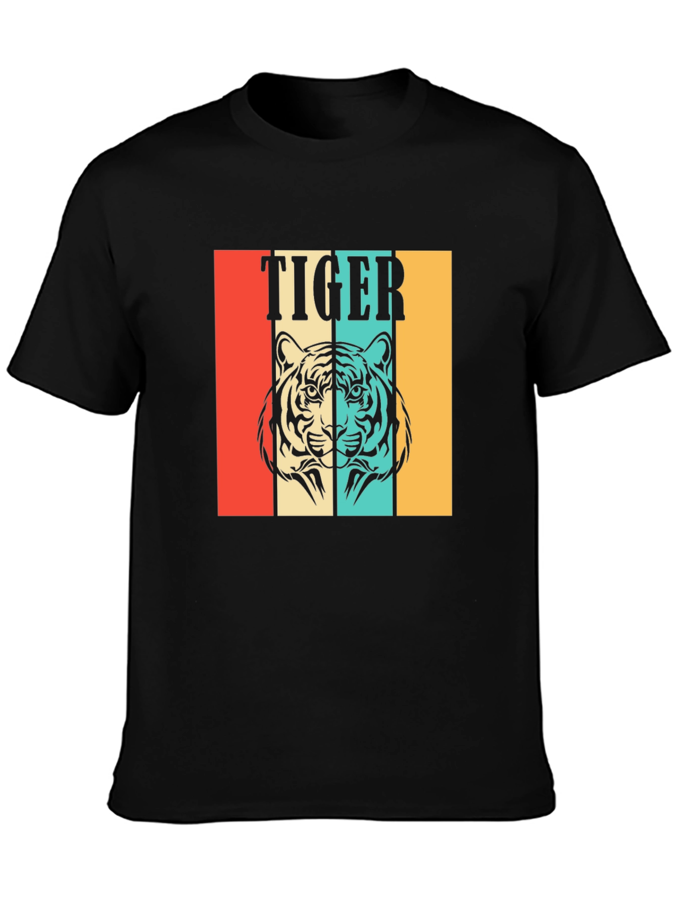Retro Tiger Graphic Tee - Unisex Black T-Shirt