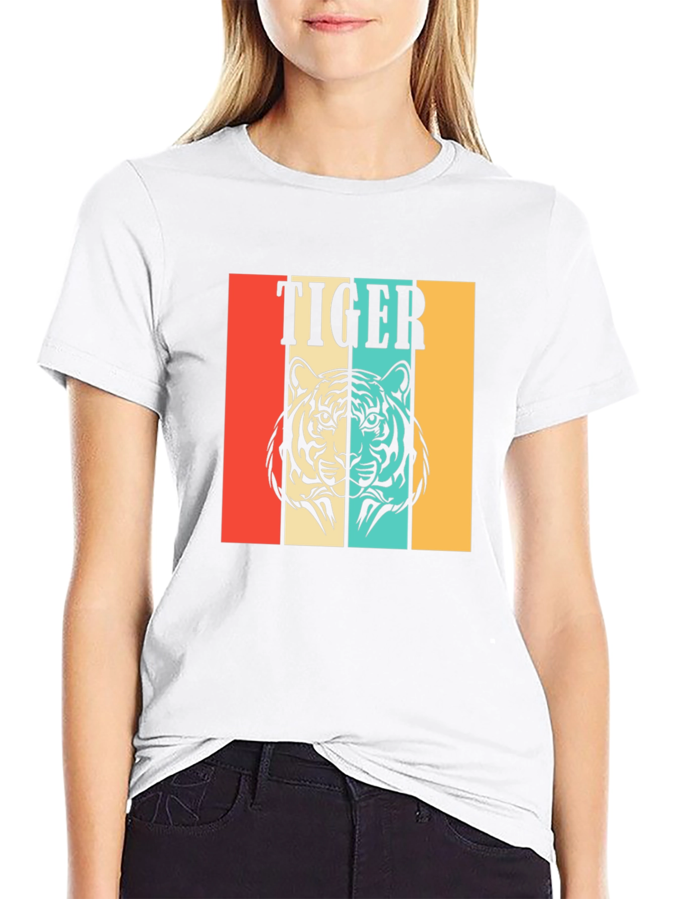 Retro Tiger Graphic Tee - Unisex Black T-Shirt