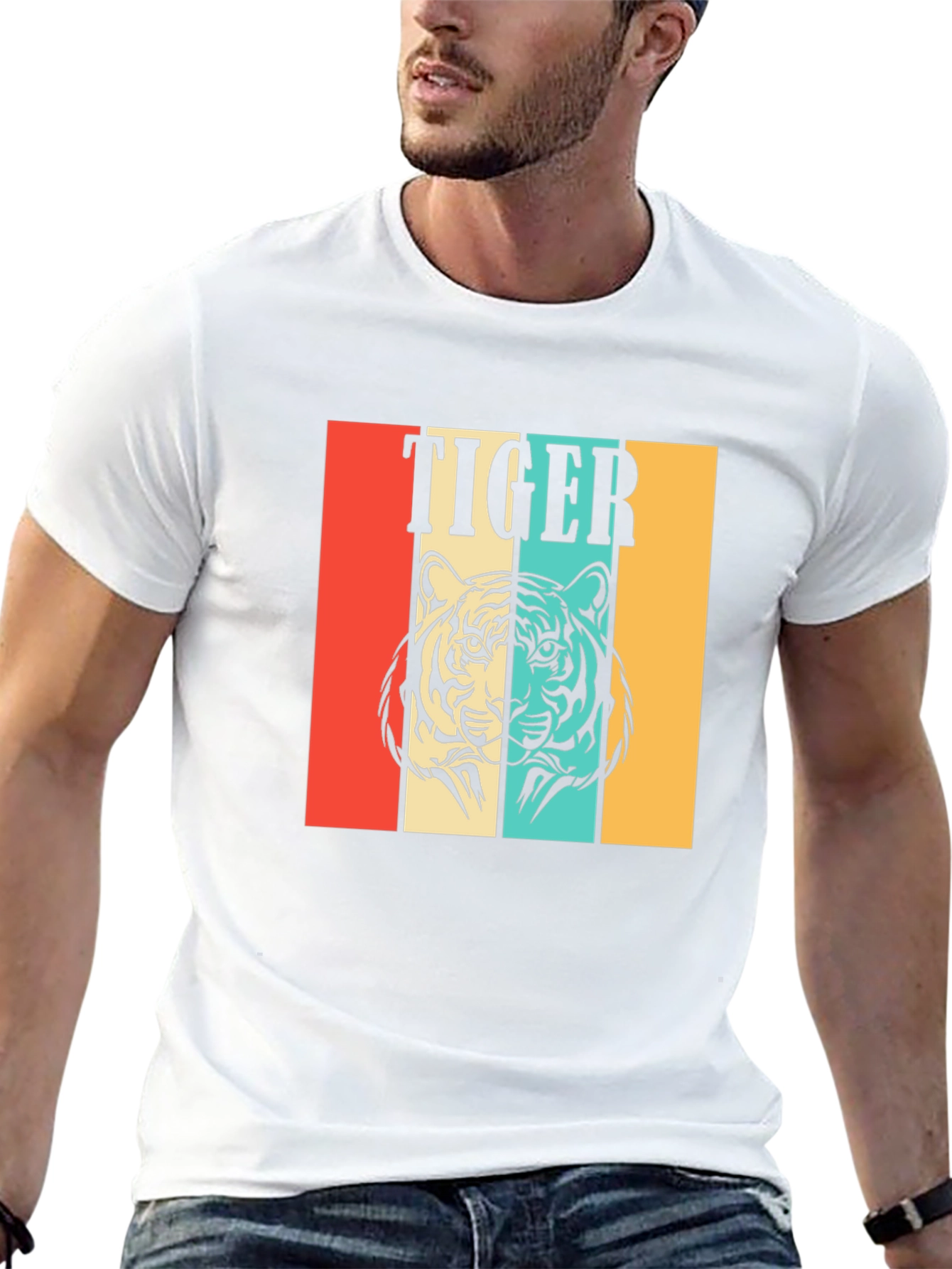 Retro Tiger Graphic Tee - Unisex Black T-Shirt