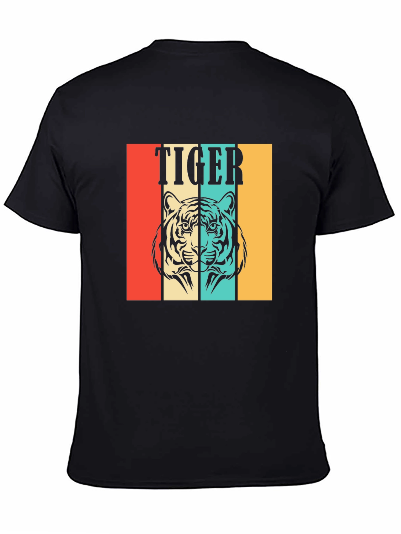 Retro Tiger Graphic Tee - Unisex Black T-Shirt
