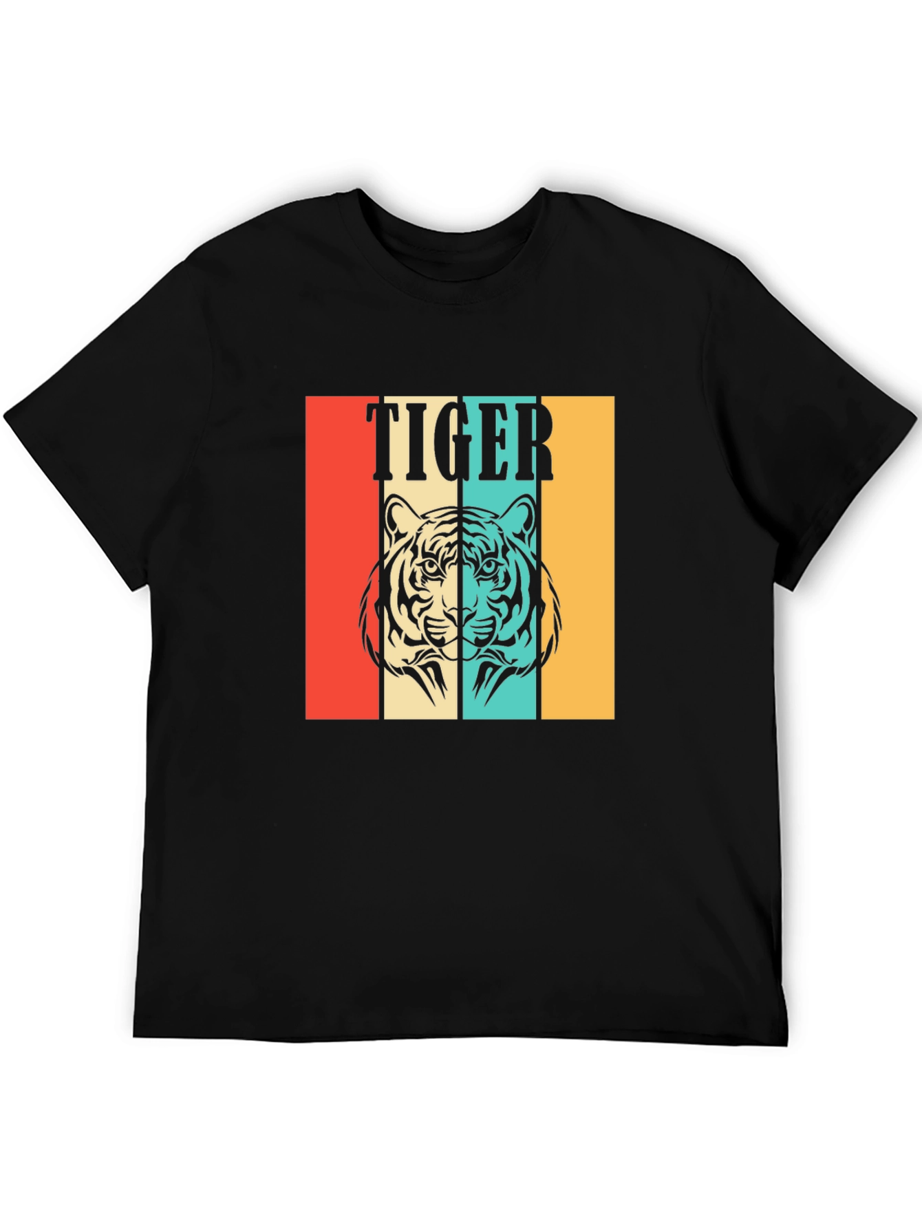 Retro Tiger Graphic Tee - Unisex Black T-Shirt