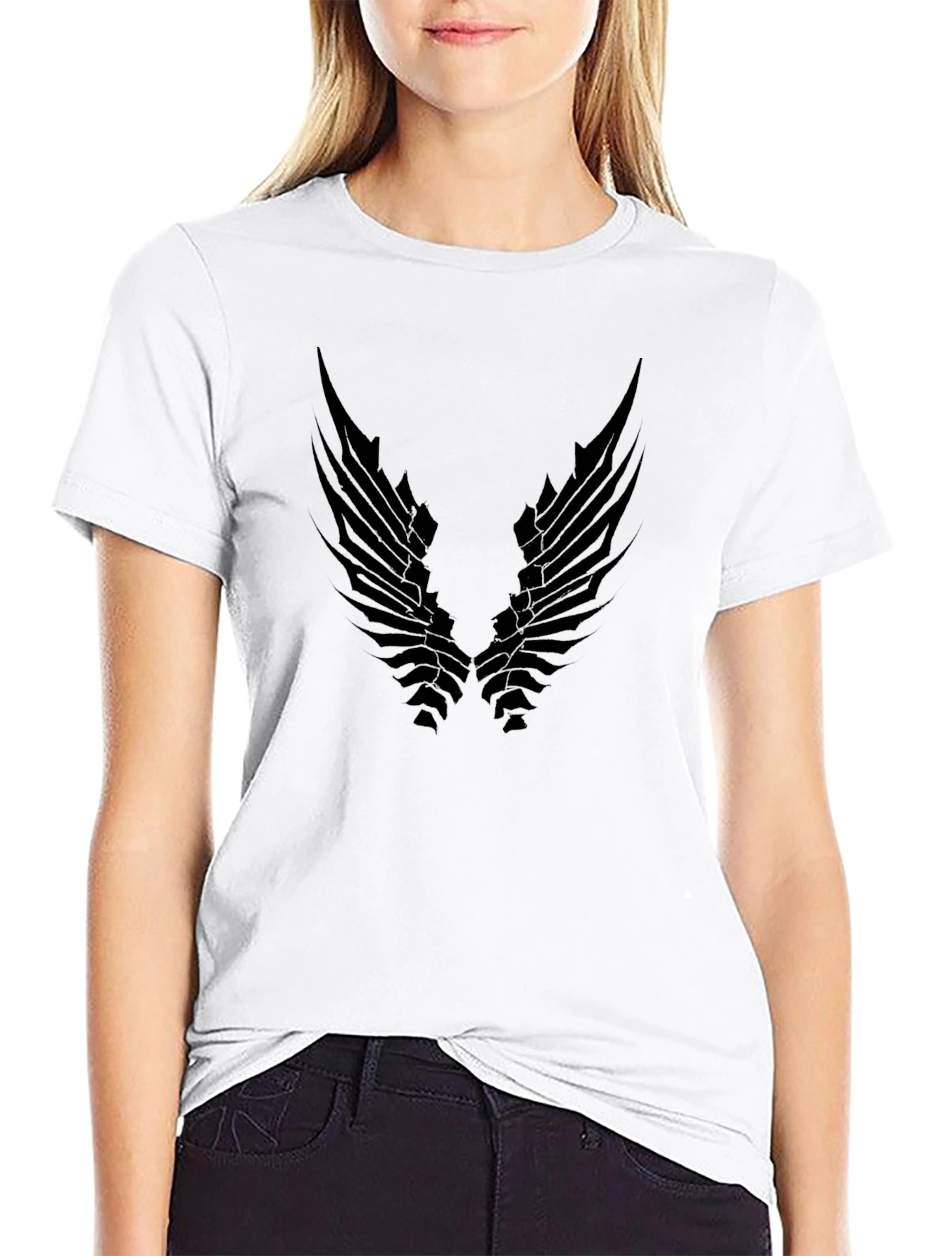 Black Winged Graphic Tee - Modern Style