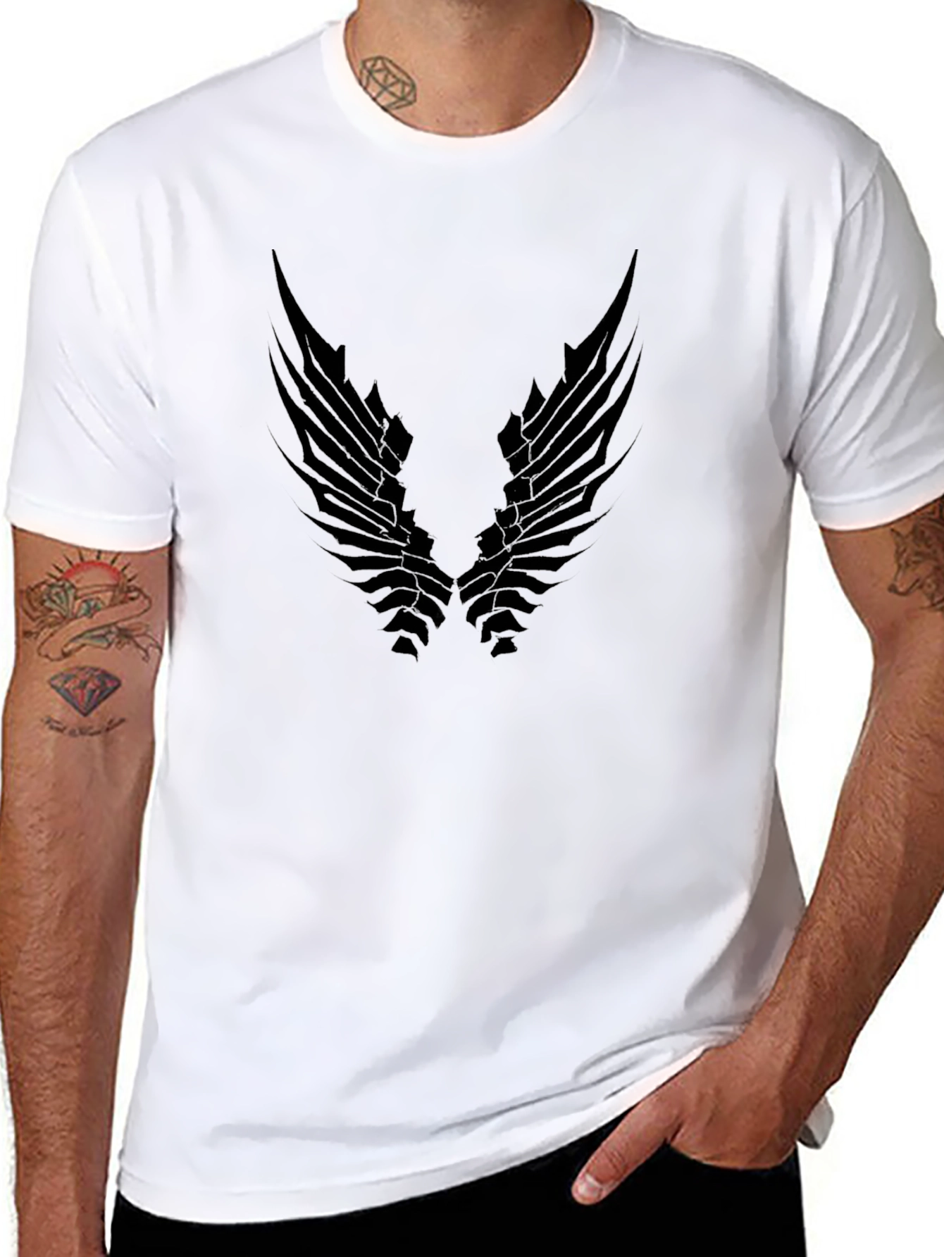 Black Winged Graphic Tee - Modern Style