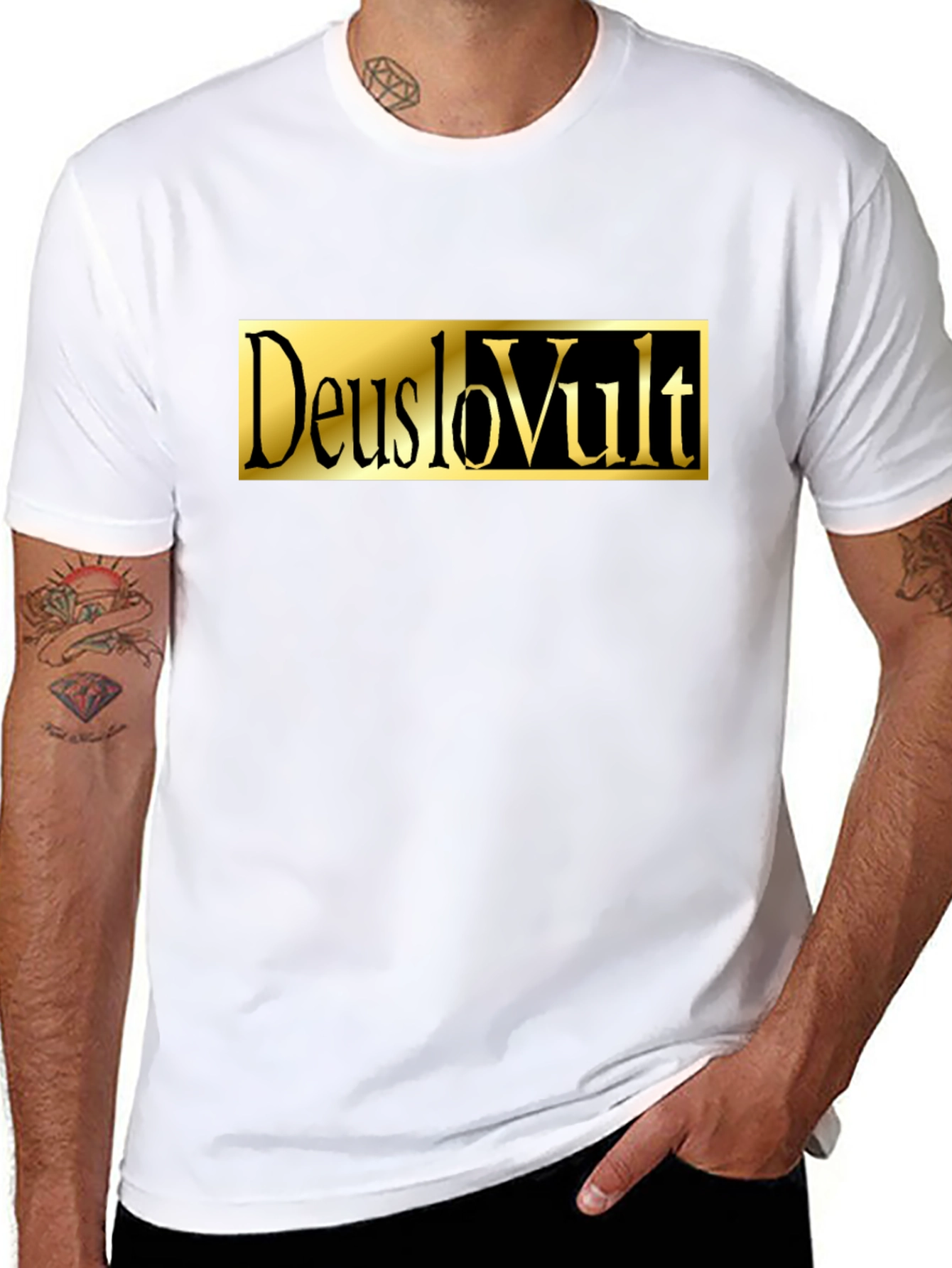 Deus Vult Black T-Shirt - Gold Graphic