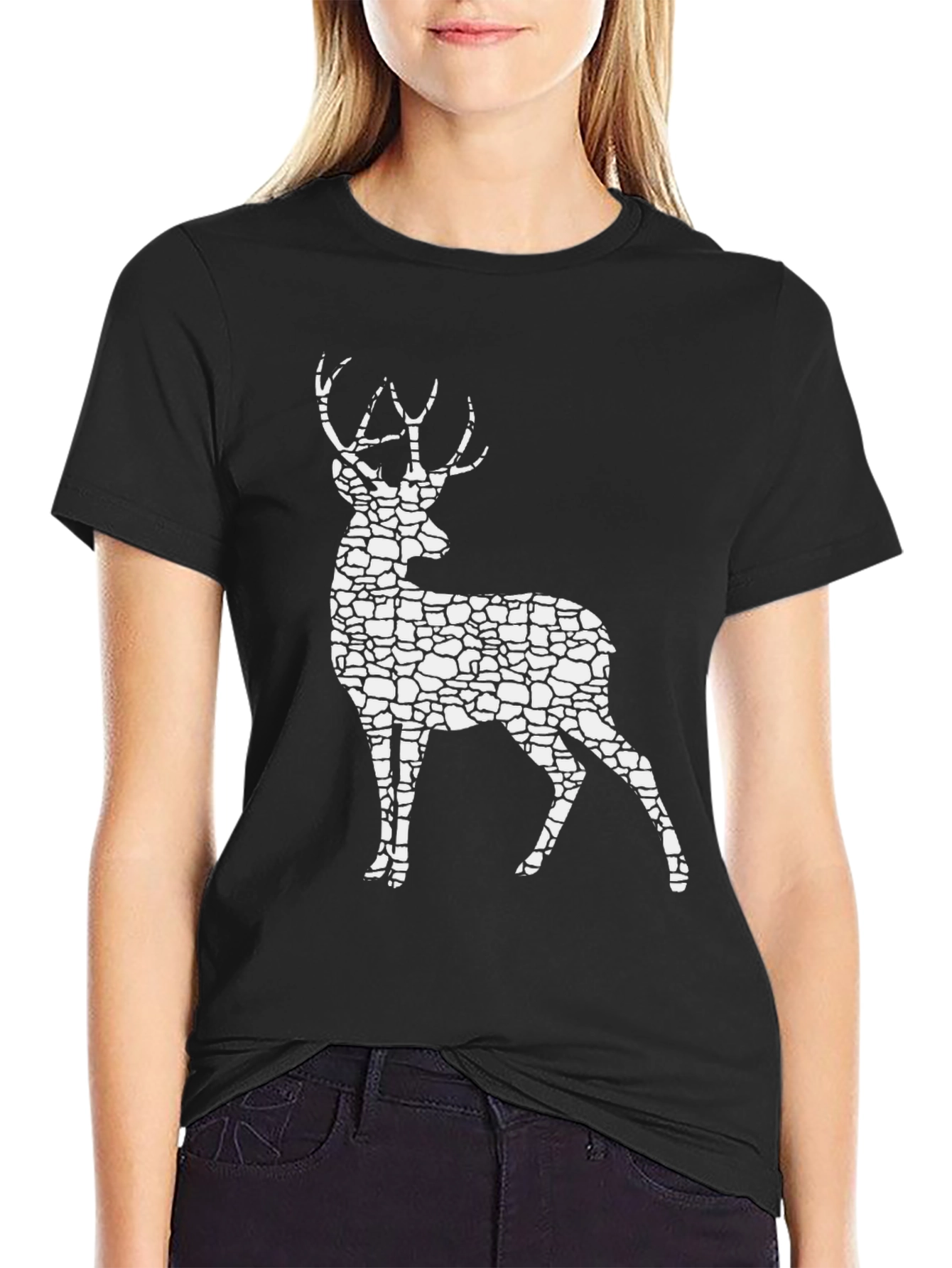 Stone Deer Graphic Tee - Stylish Nature Lovers T-Shirt
