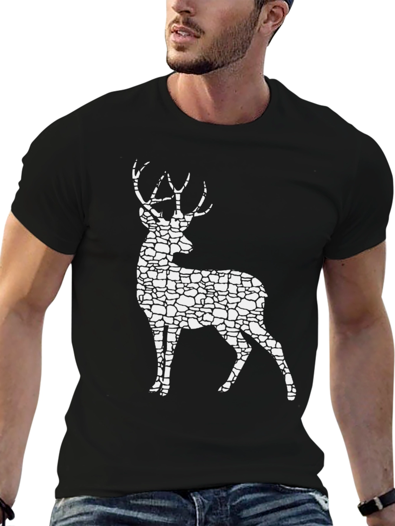 Stone Deer Graphic Tee - Stylish Nature Lovers T-Shirt