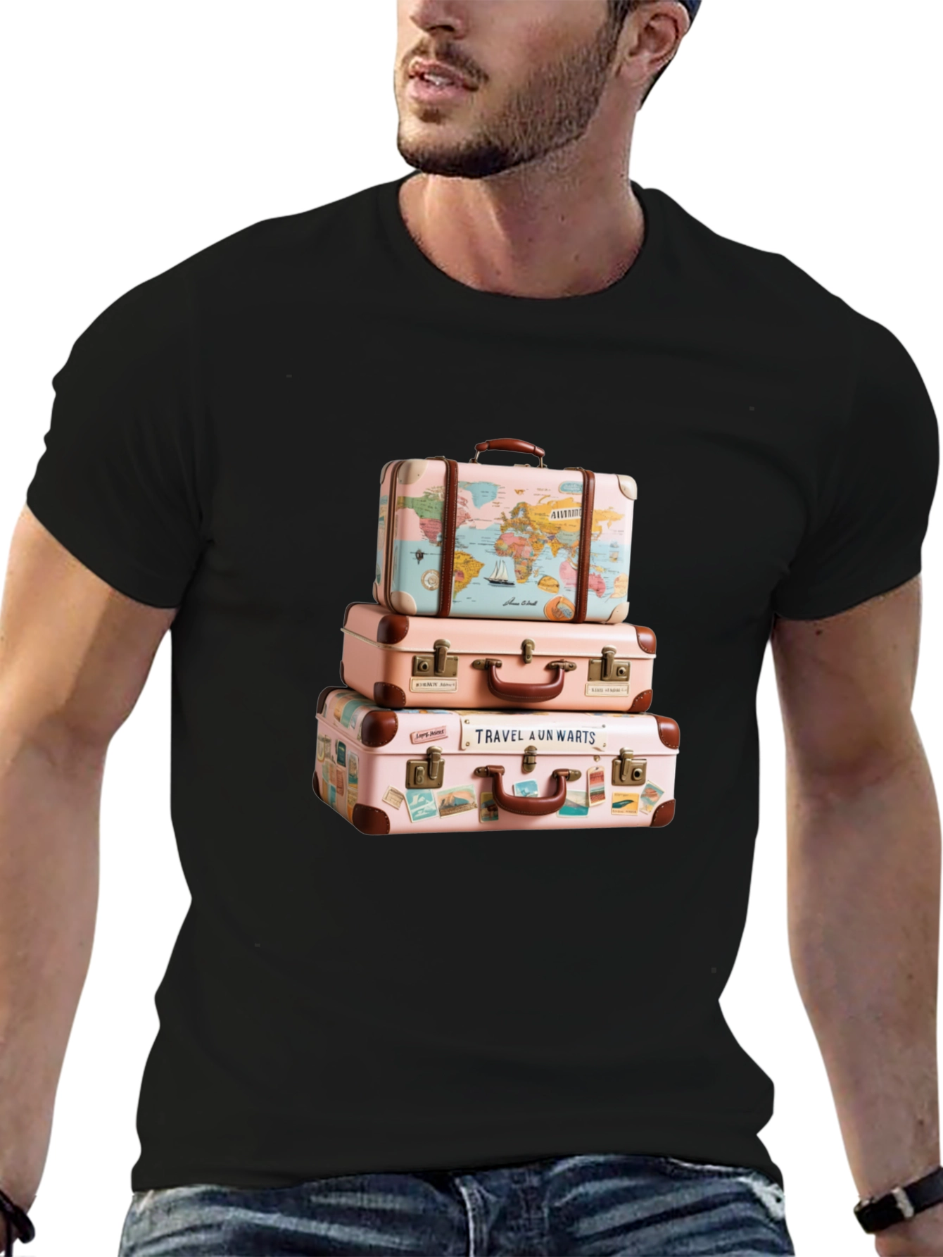 Travel Suitcase Stack Graphic Tee - Wanderlust Style