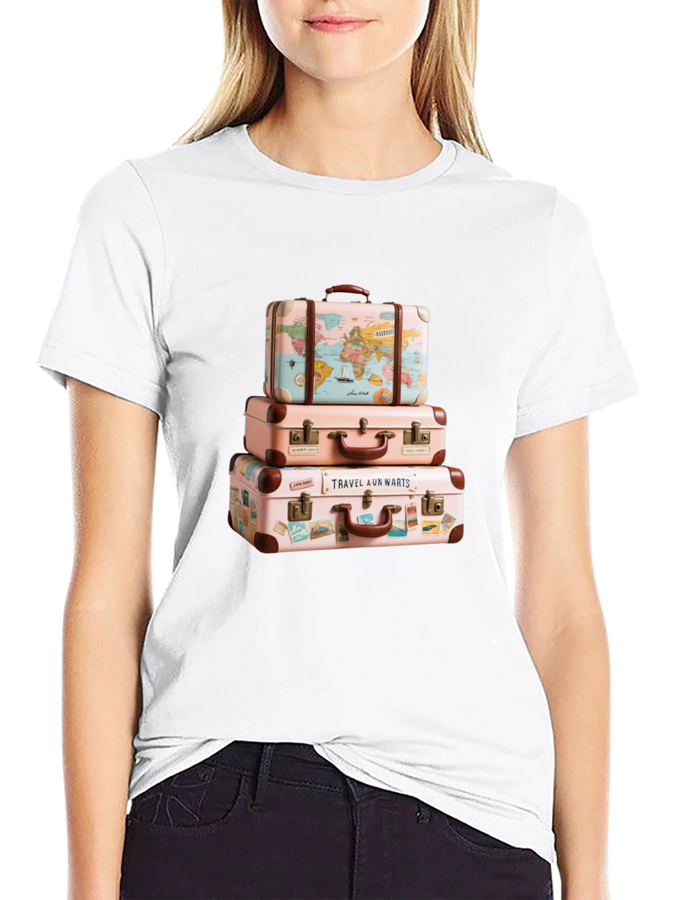 Travel Suitcase Stack Graphic Tee - Wanderlust Style