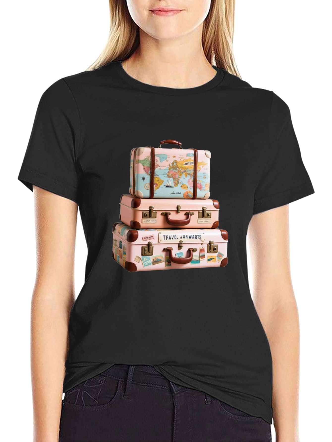 Travel Suitcase Stack Graphic Tee - Wanderlust Style