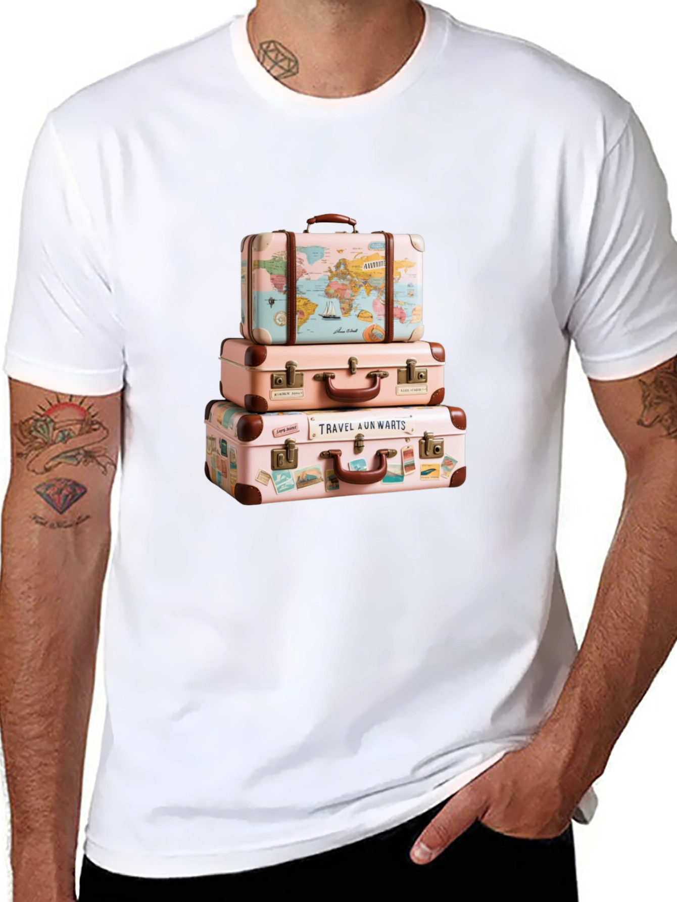 Travel Suitcase Stack Graphic Tee - Wanderlust Style