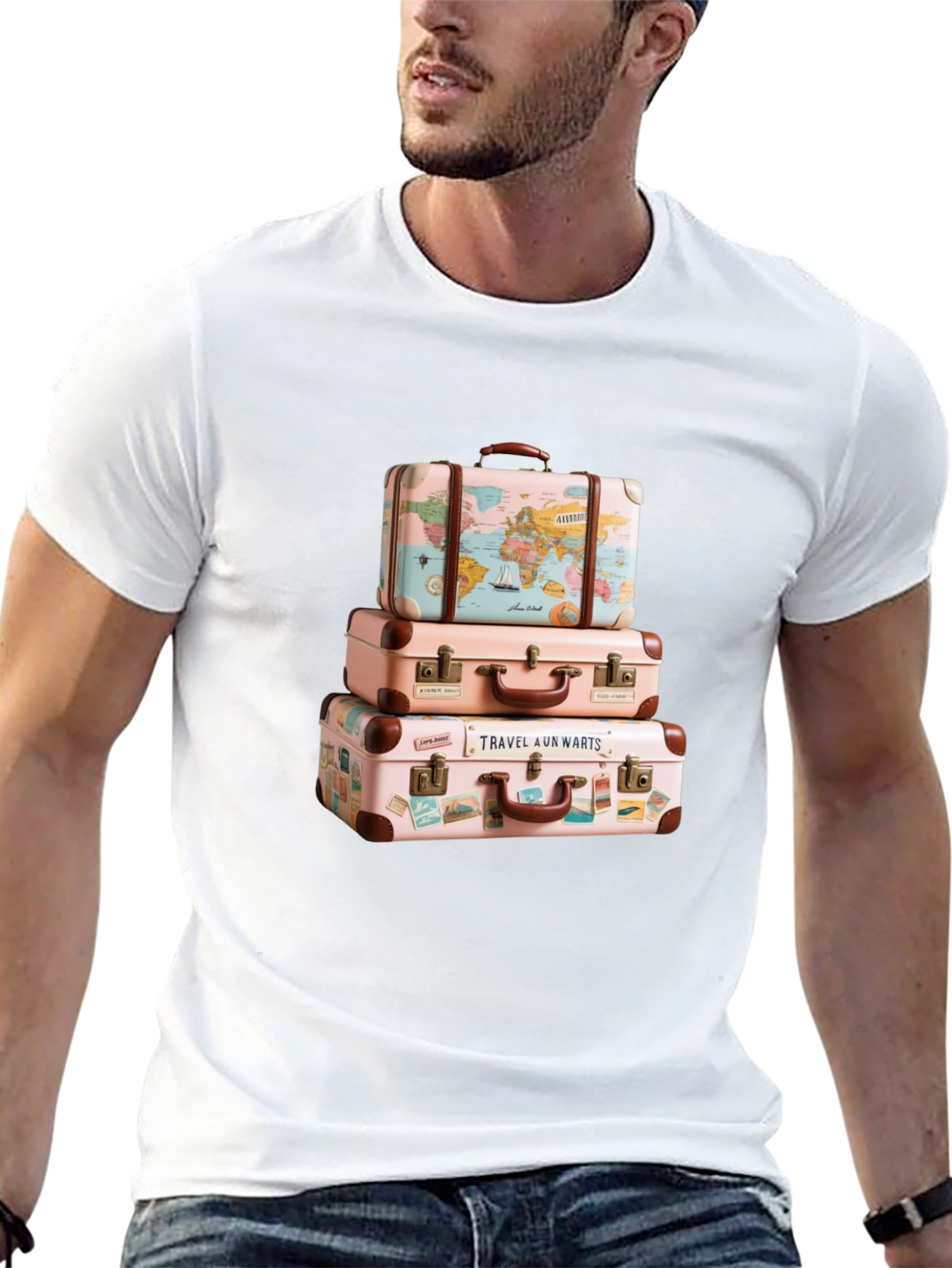 Travel Suitcase Stack Graphic Tee - Wanderlust Style