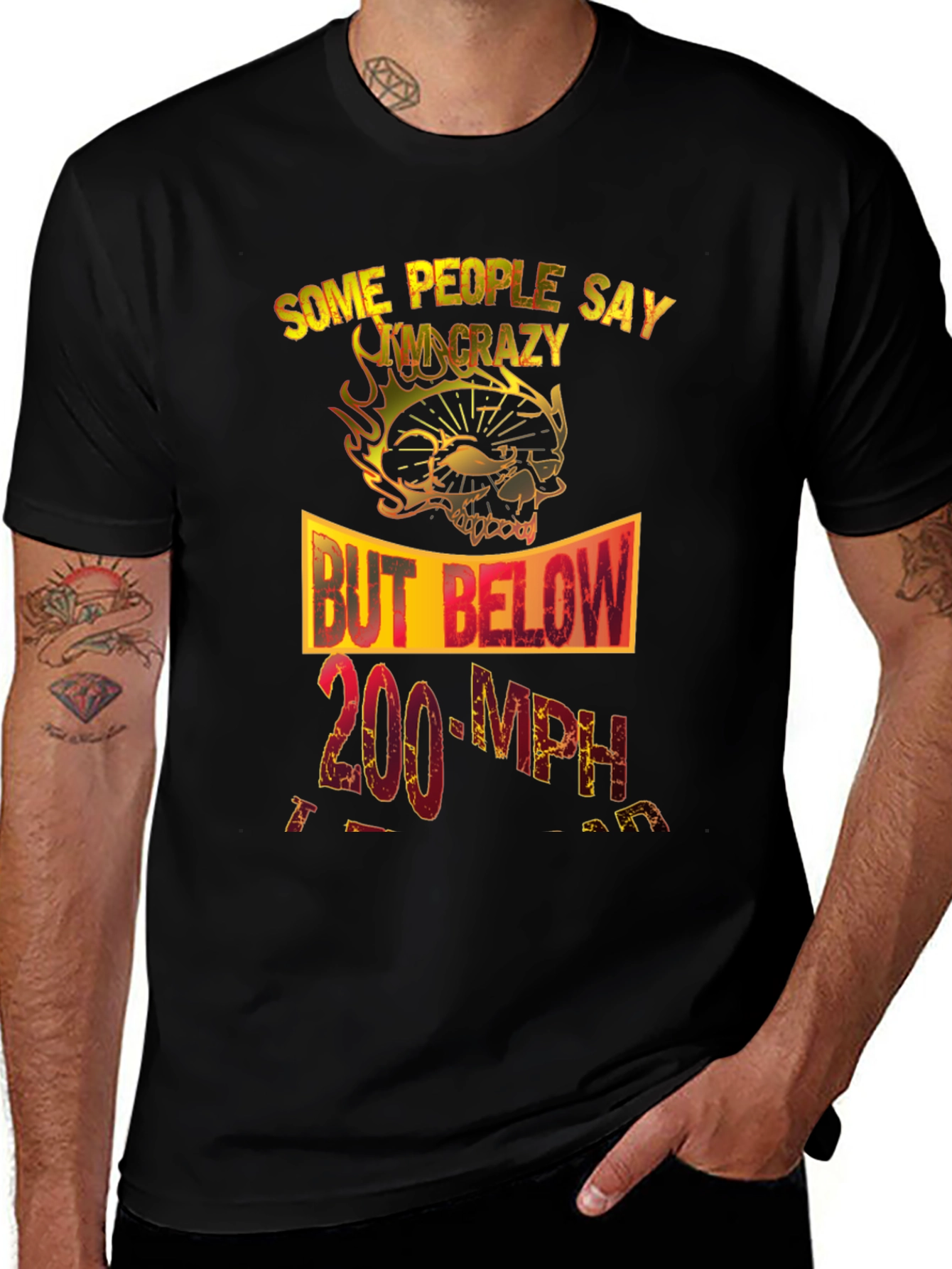 Crazy Rider T-Shirt Skull Design