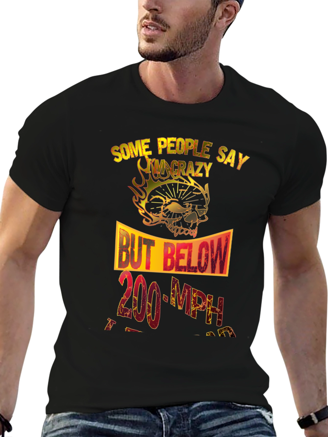 Crazy Rider T-Shirt Skull Design