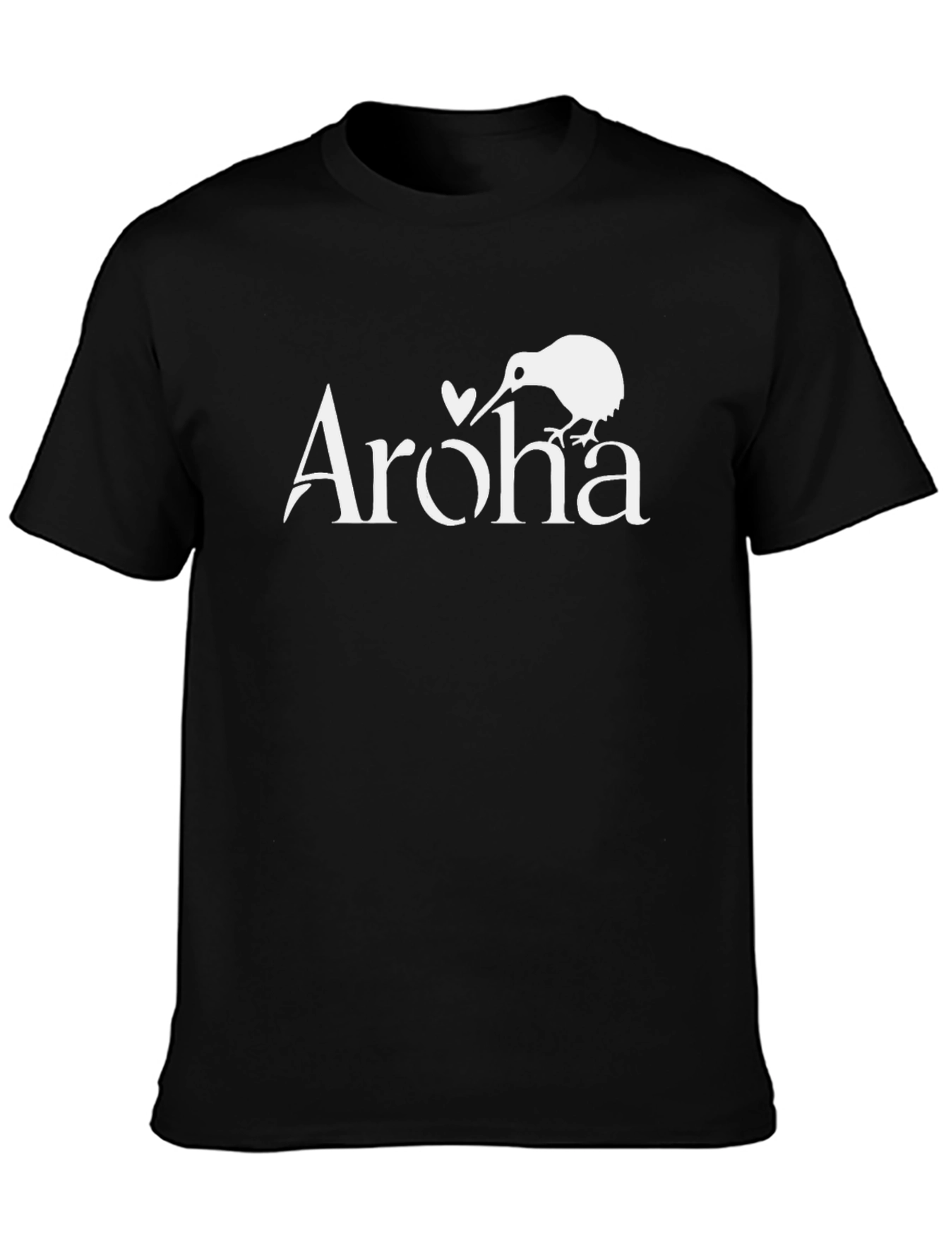 Aroha Kiwi Bird Graphic Tee - Black