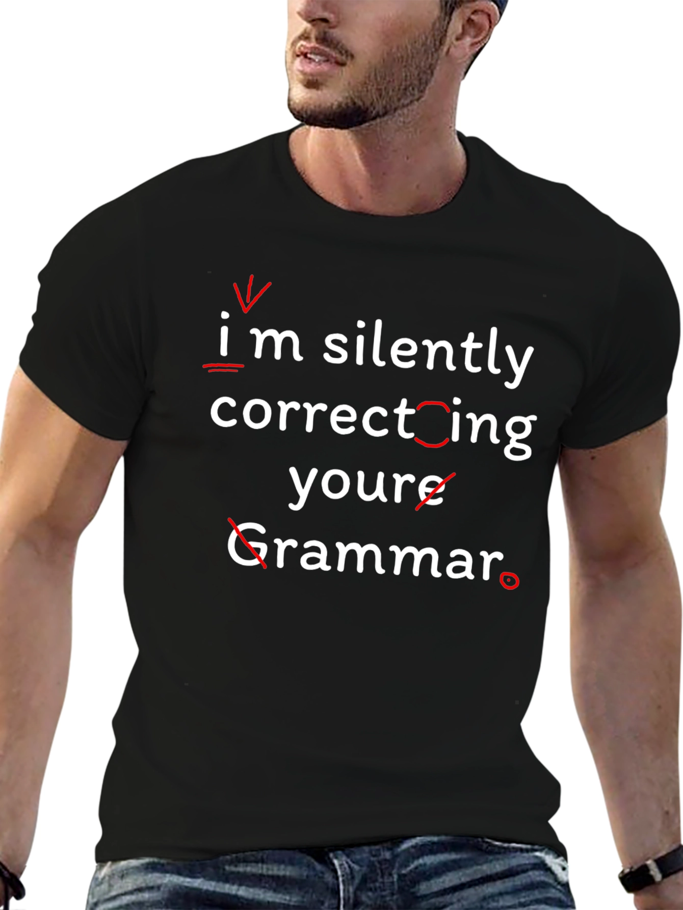 Funny Grammar Correction Black T-Shirt
