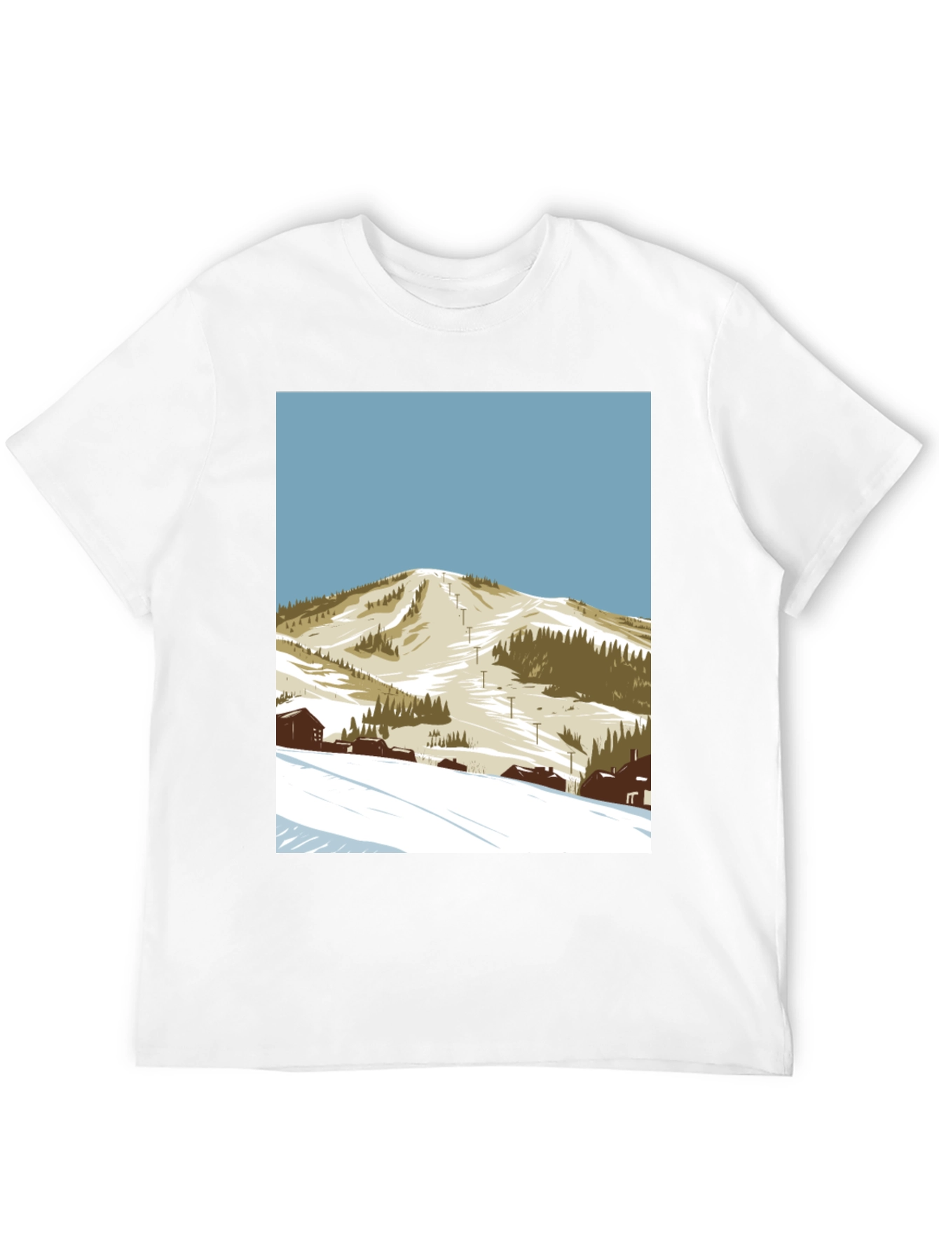 Ski Mountain Graphic Tee - Black Cotton T-Shirt