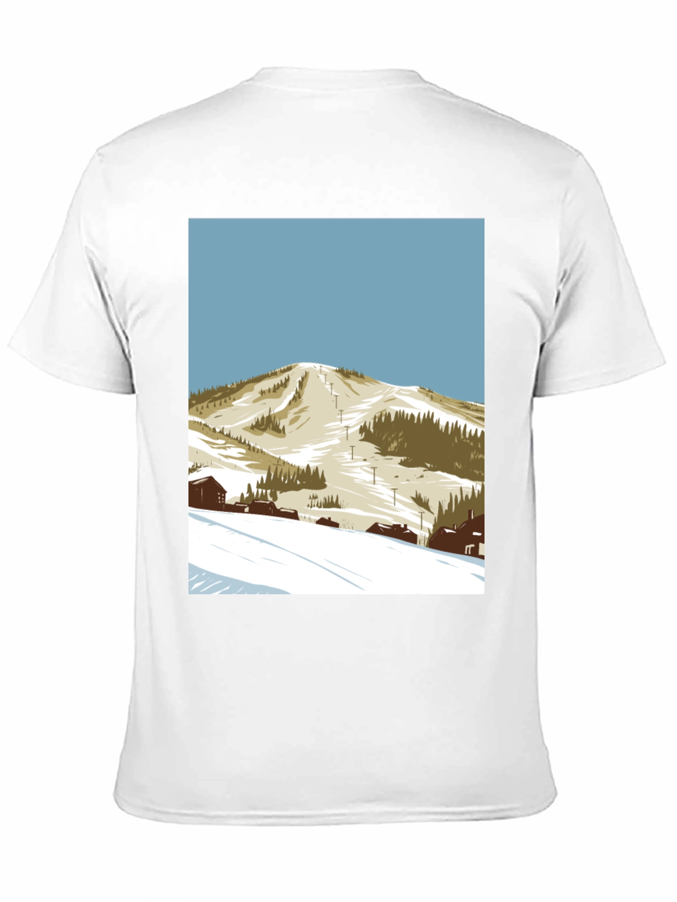 Ski Mountain Graphic Tee - Black Cotton T-Shirt