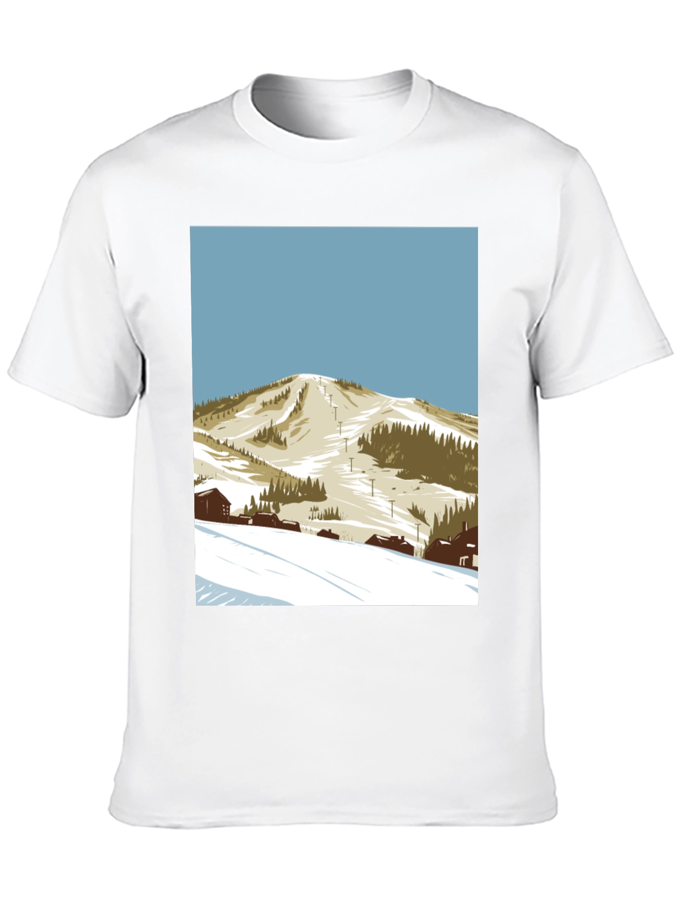Ski Mountain Graphic Tee - Black Cotton T-Shirt