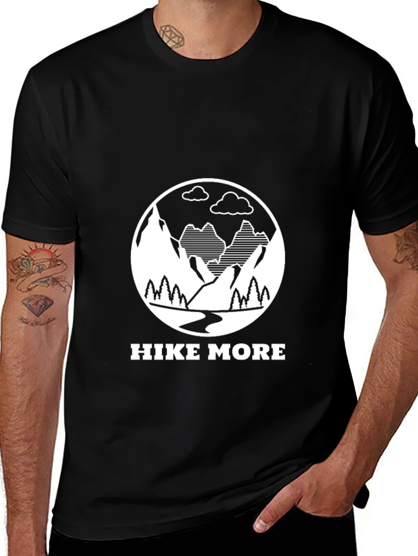 Hike More Graphic Tee - Black Cotton Blend