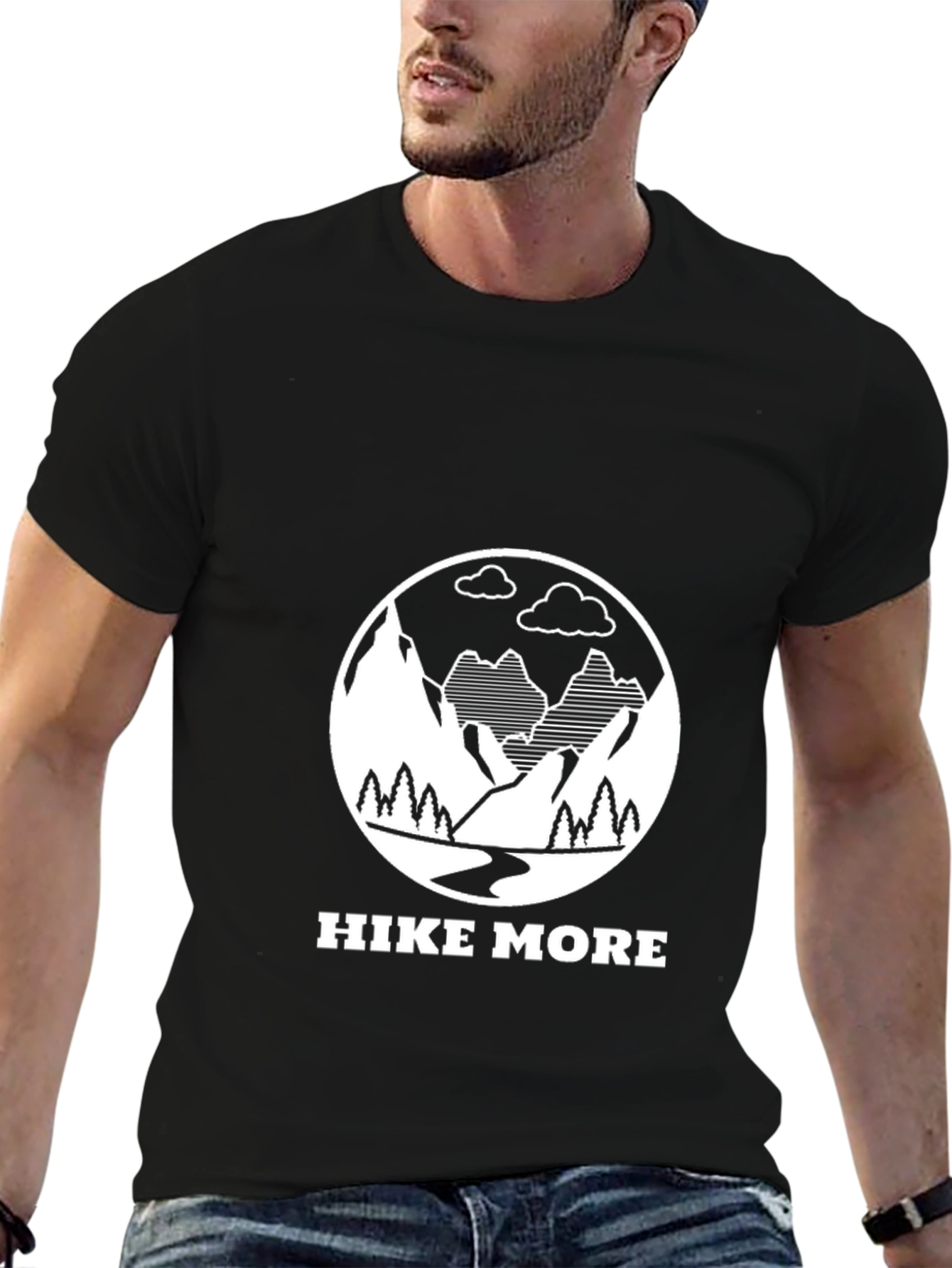 Hike More Graphic Tee - Black Cotton Blend