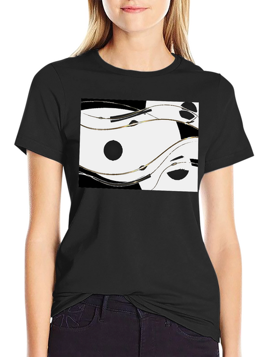 Abstract Yin Yang Style Graphic Tee - Black