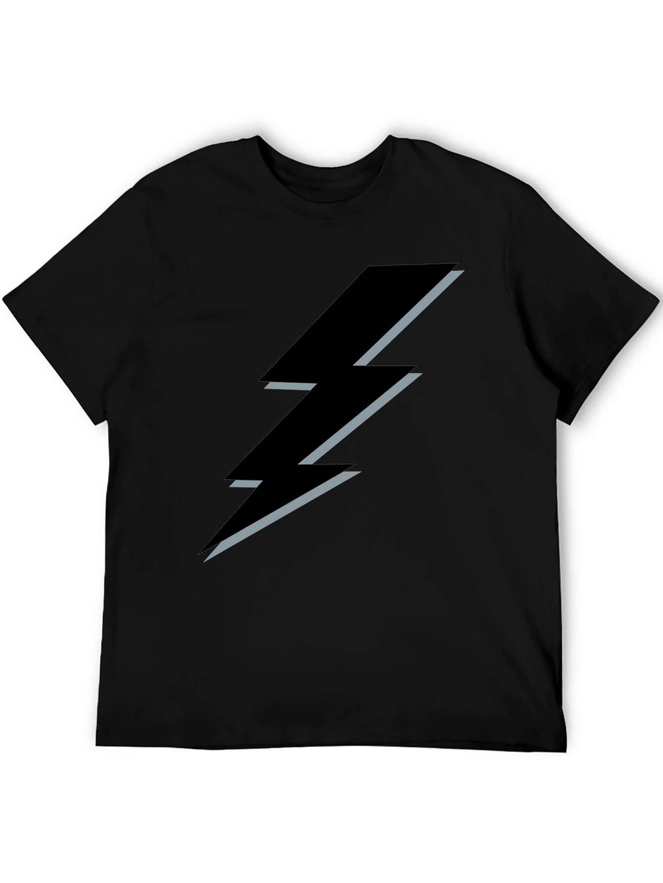 Black T-Shirt with Lightning Bolt Design