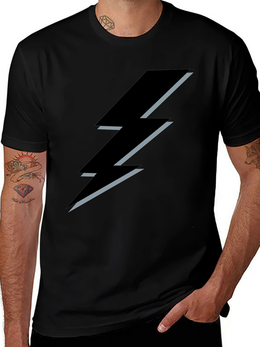 Black T-Shirt with Lightning Bolt Design