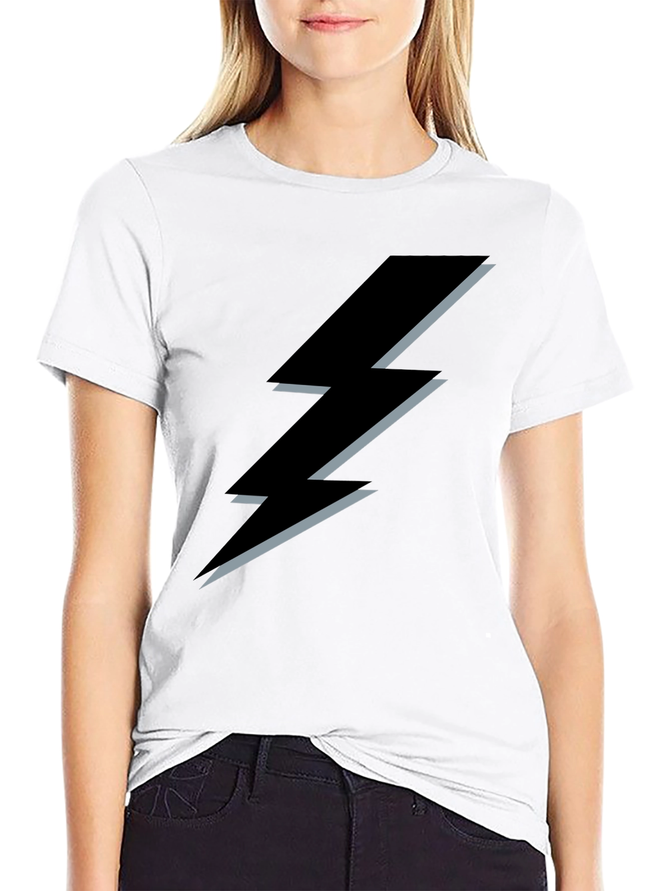 Black T-Shirt with Lightning Bolt Design