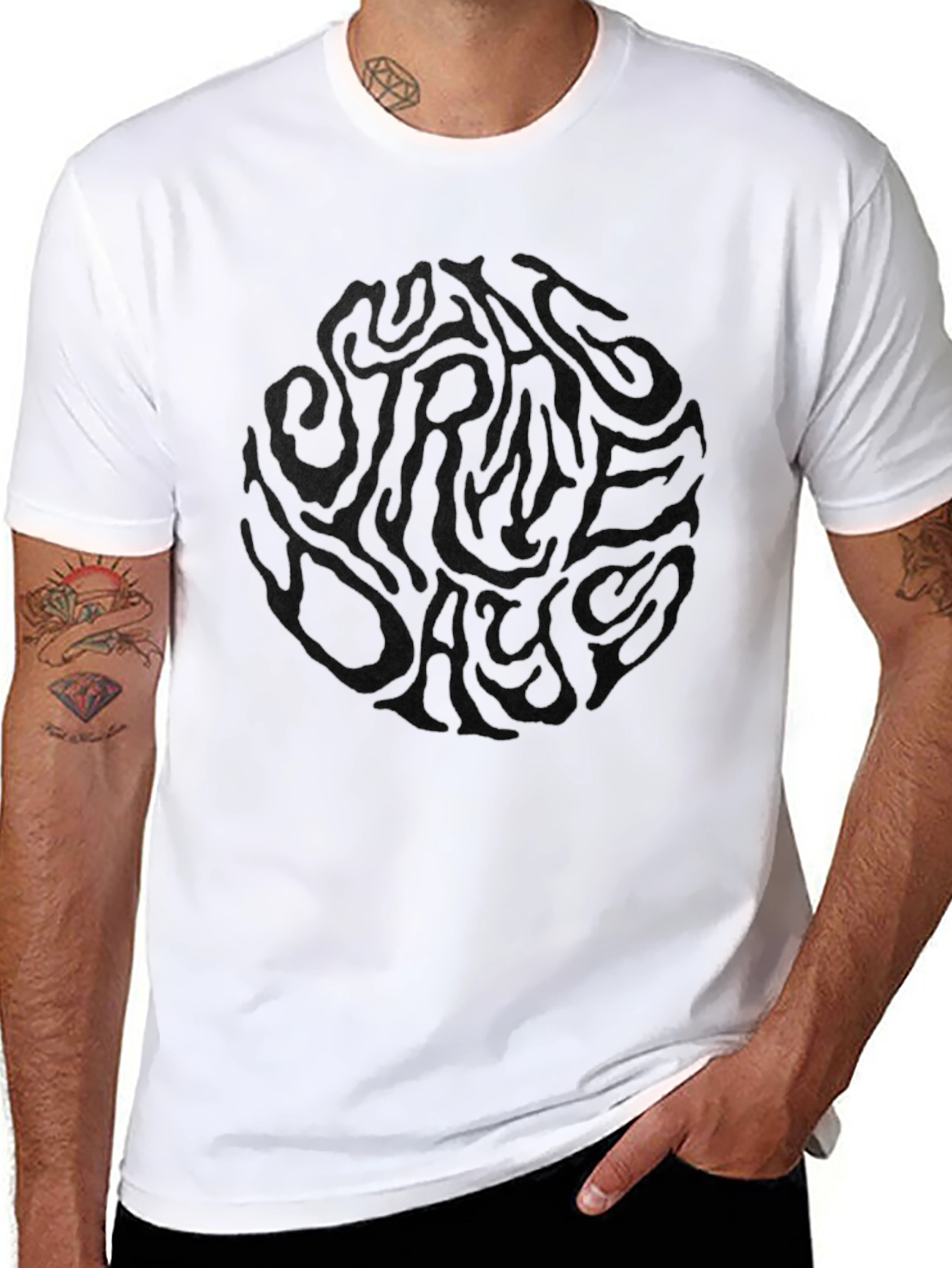 Mens Black Graphic Print T-Shirt - Casual Style