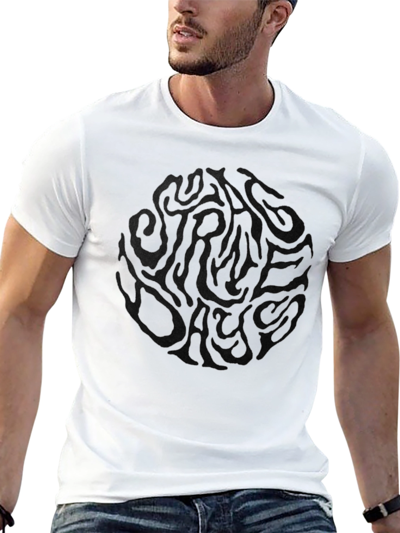 Mens Black Graphic Print T-Shirt - Casual Style