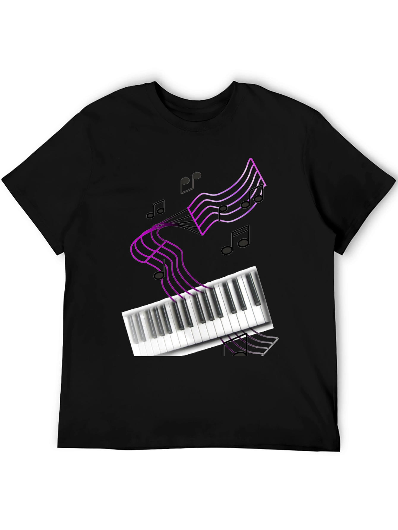 Musical Notes Piano Keyboard Graphic T-Shirt