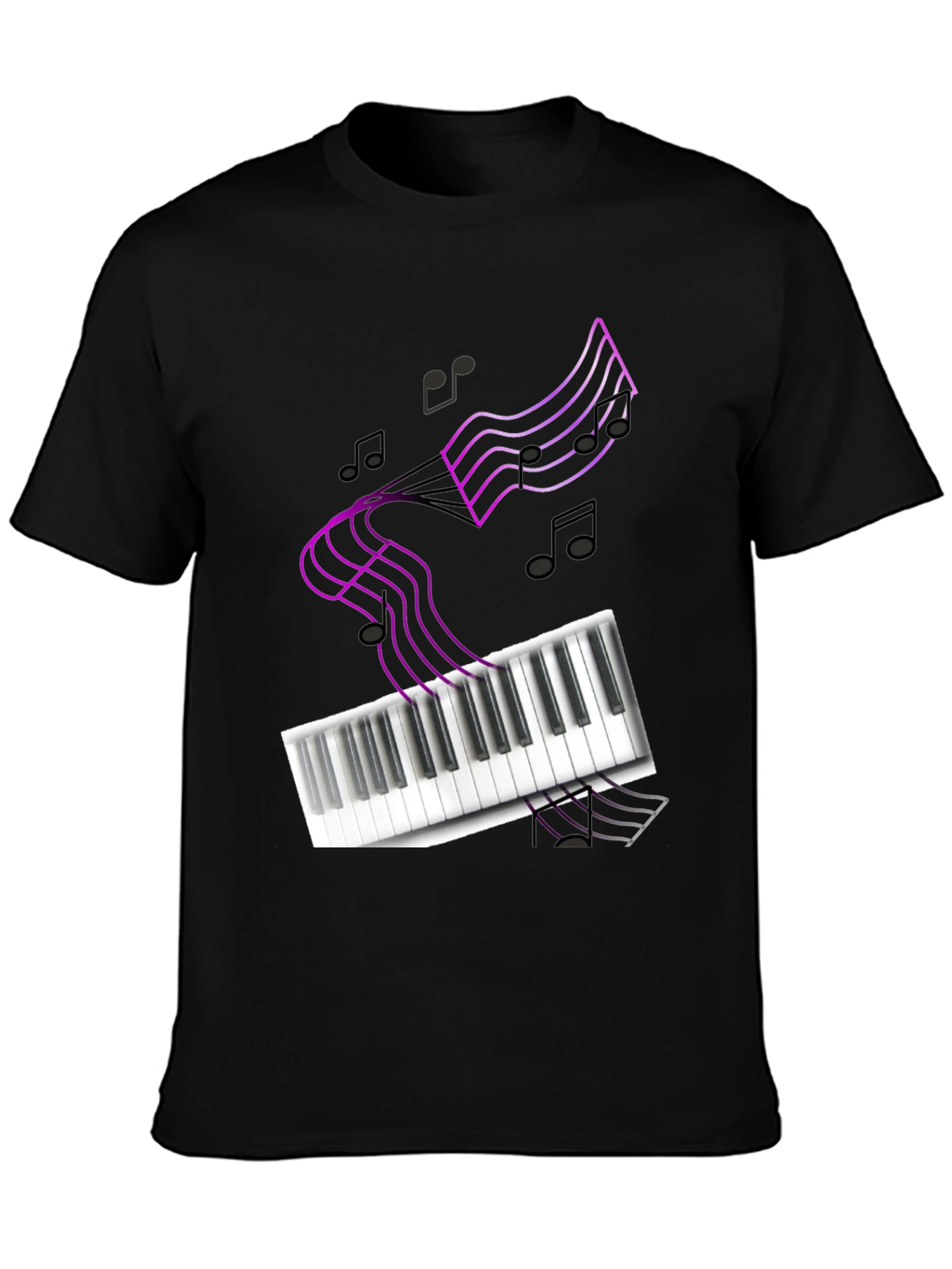 Musical Notes Piano Keyboard Graphic T-Shirt