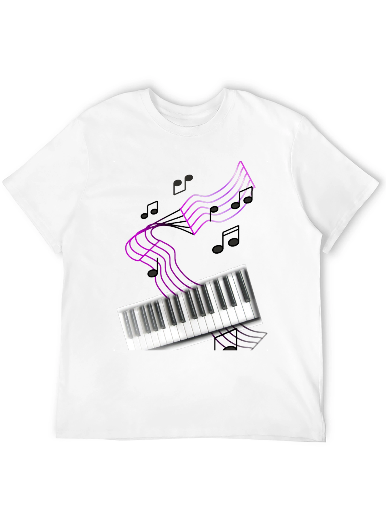 Musical Notes Piano Keyboard Graphic T-Shirt