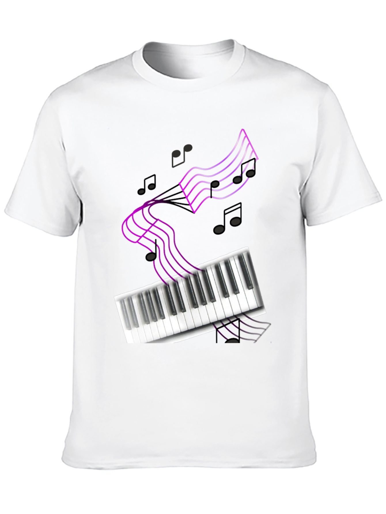 Musical Notes Piano Keyboard Graphic T-Shirt