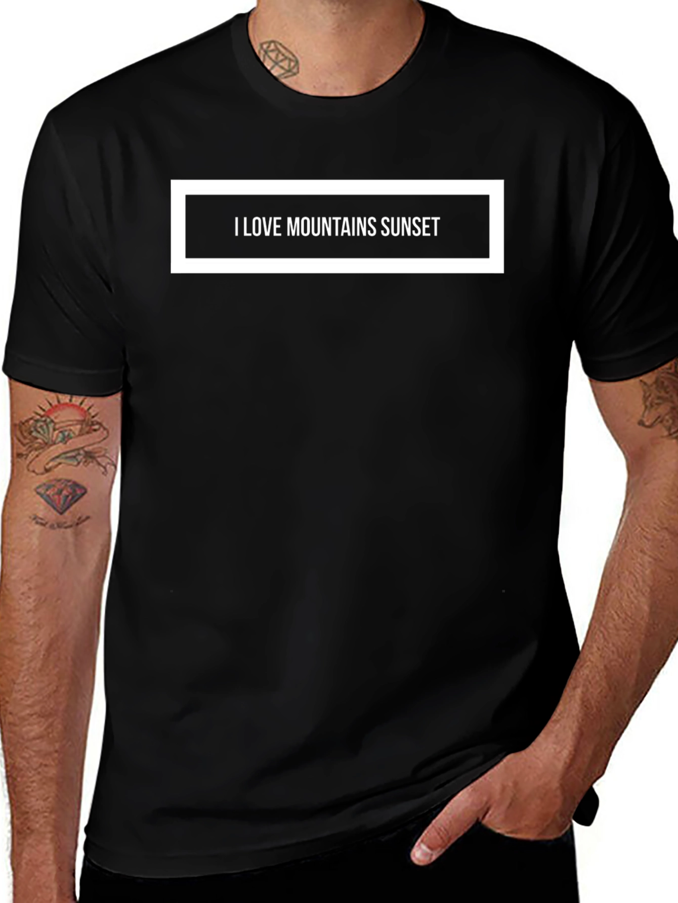 I Love Mountains Sunset Graphic Tee - Black