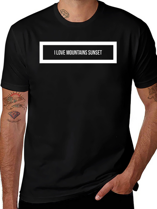 I Love Mountains Sunset Graphic Tee - Black