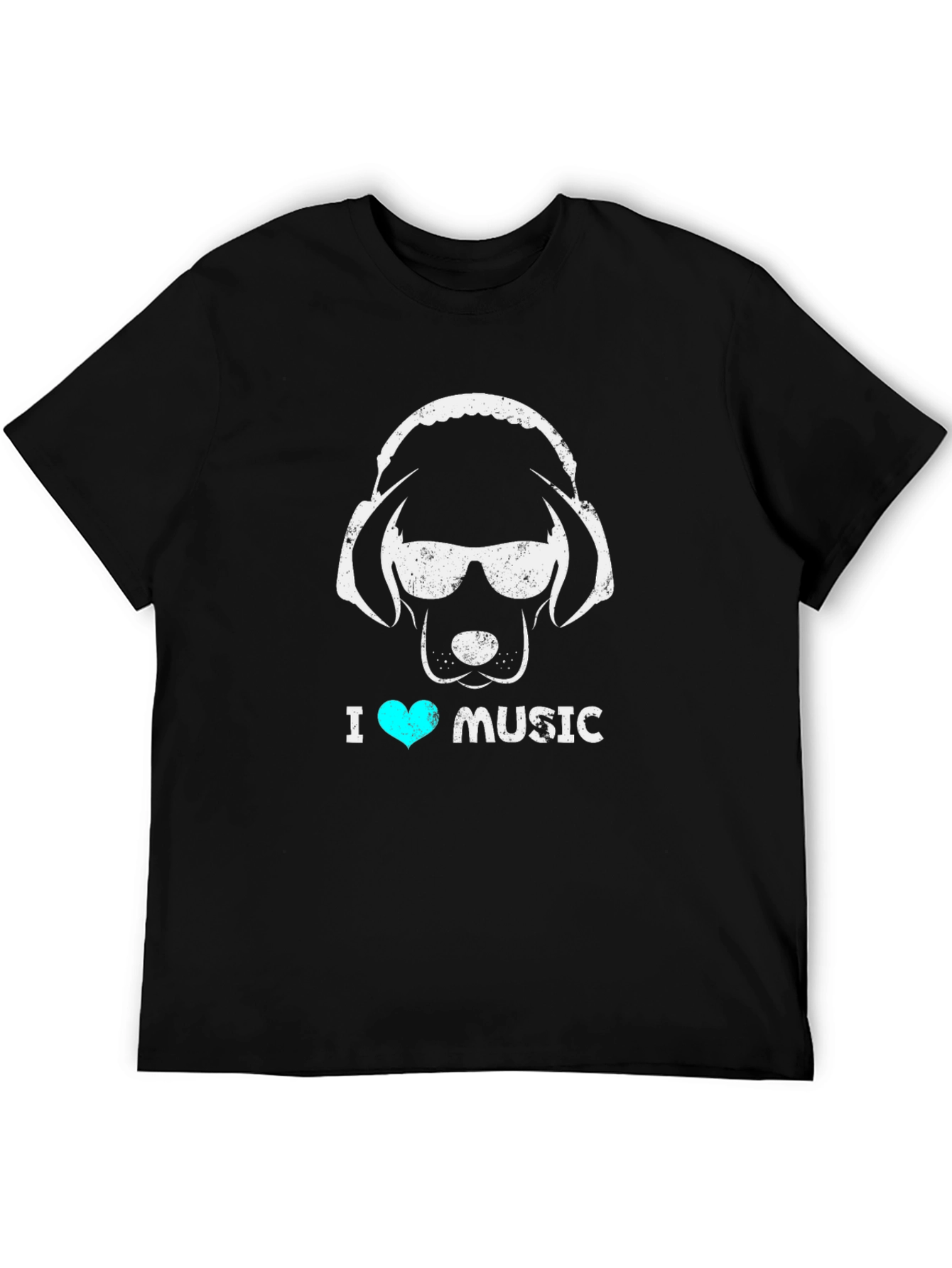 I Heart Music Dog Headphone T-Shirt