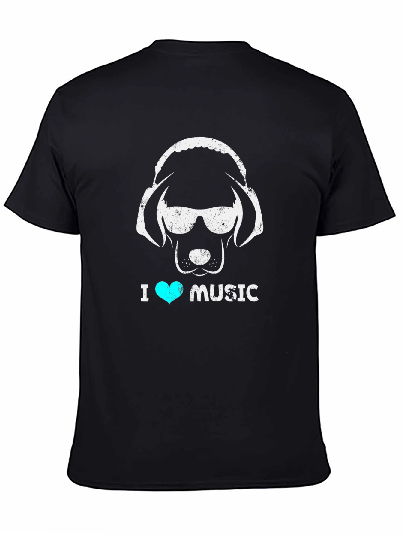 I Heart Music Dog Headphone T-Shirt