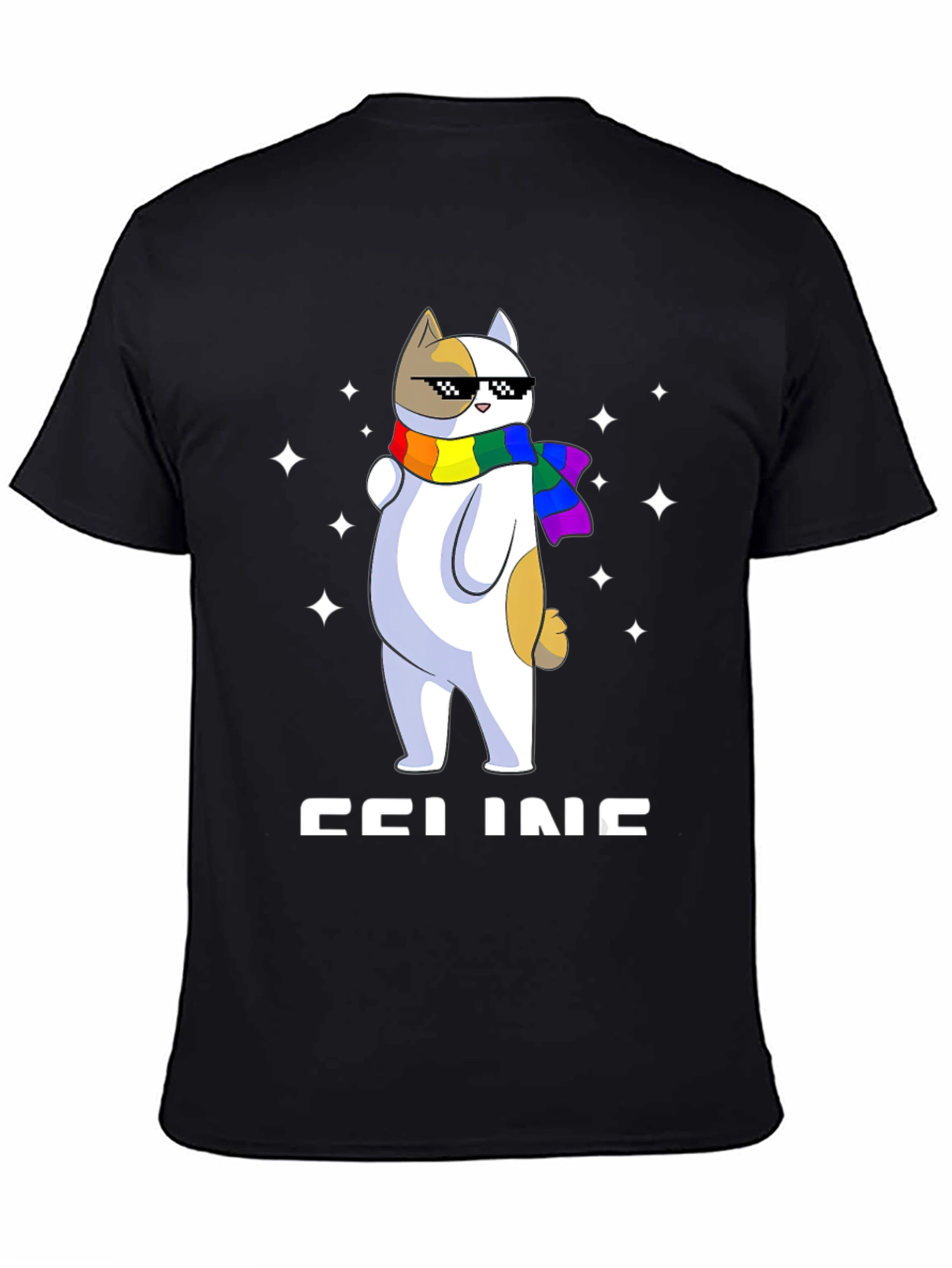 Cool Cat with Scarf Graphic Tee