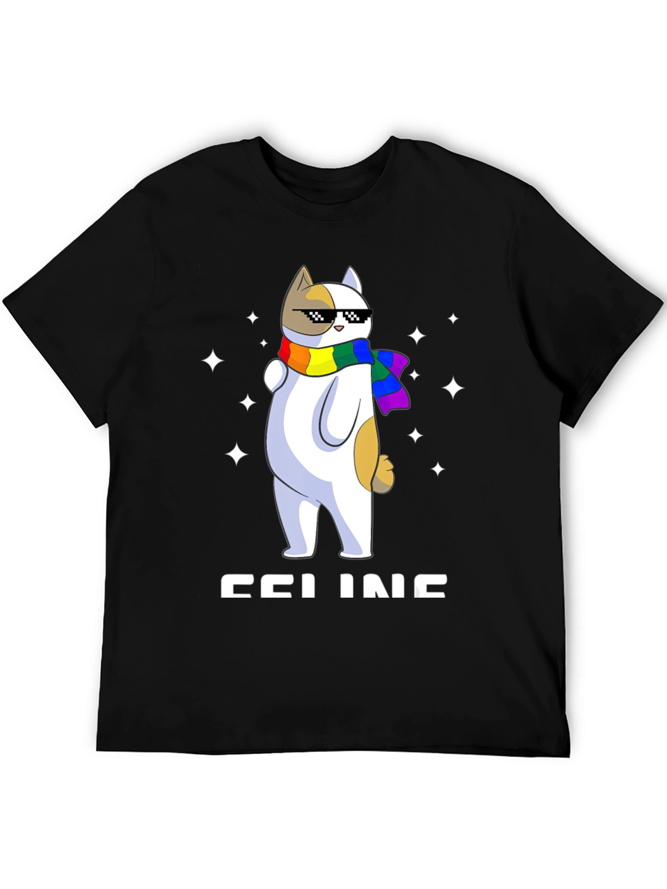 Cool Cat with Scarf Graphic Tee