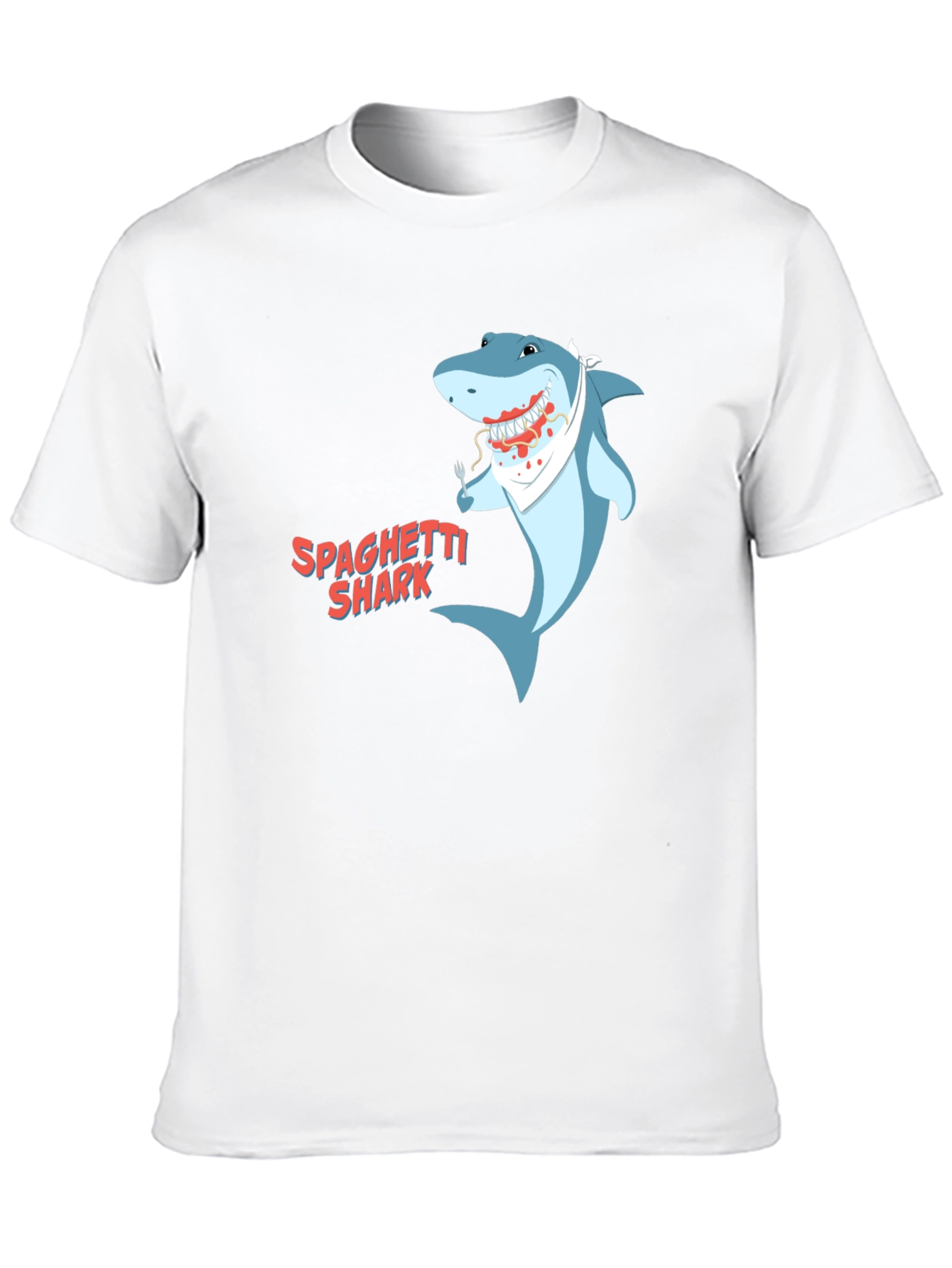 Spaghetti Shark Graphic Tee - Funny Cartoon Shirt