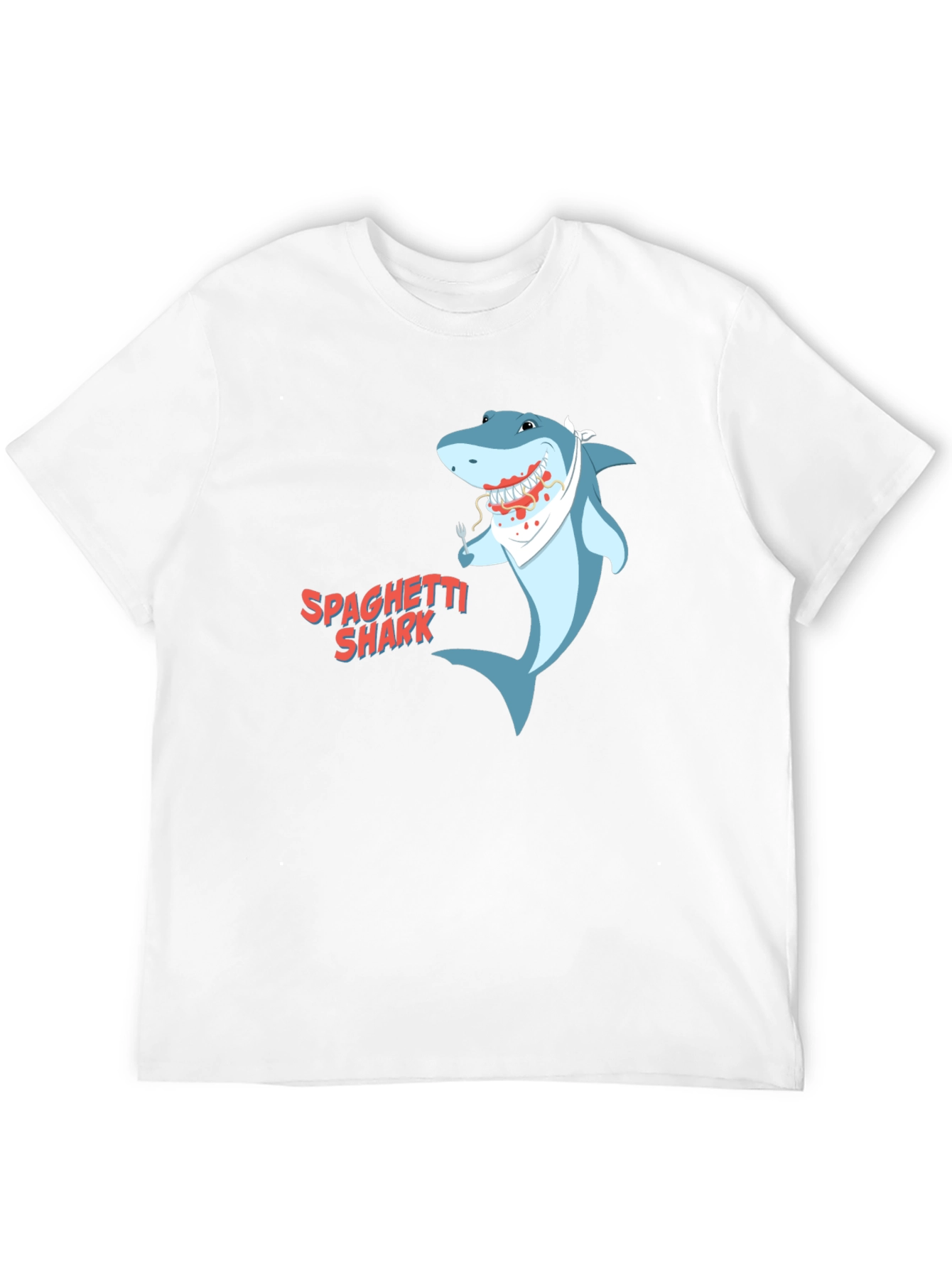 Spaghetti Shark Graphic Tee - Funny Cartoon Shirt
