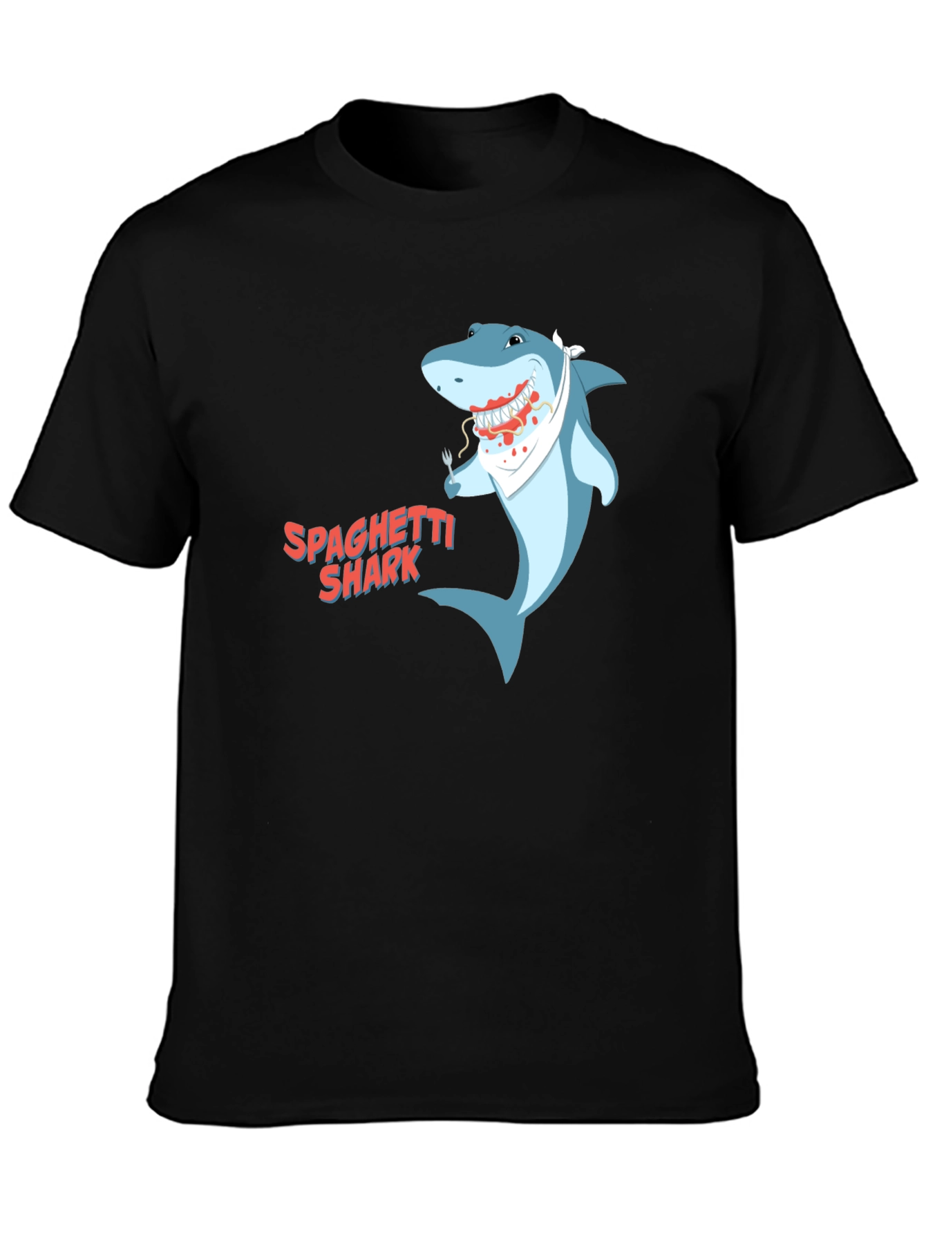 Spaghetti Shark Graphic Tee - Funny Cartoon Shirt